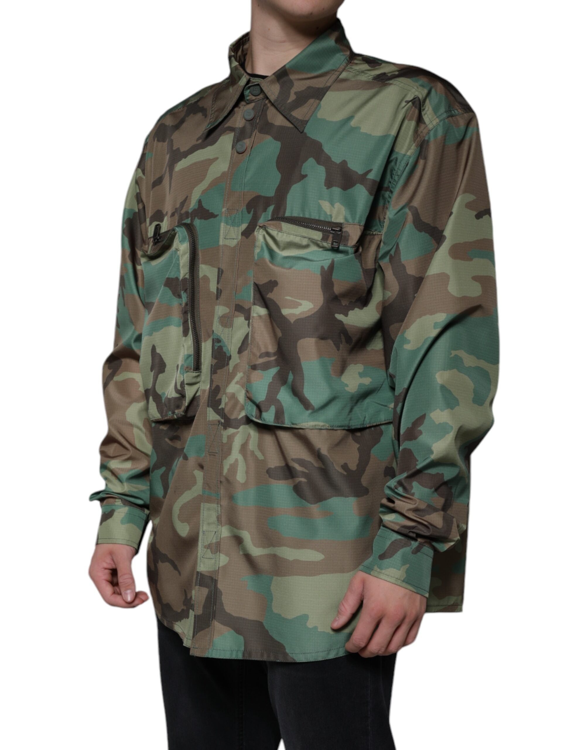Dolce & Gabbana Multicolor Camouflage Button Down Men's Shirt (Pre-Owned)