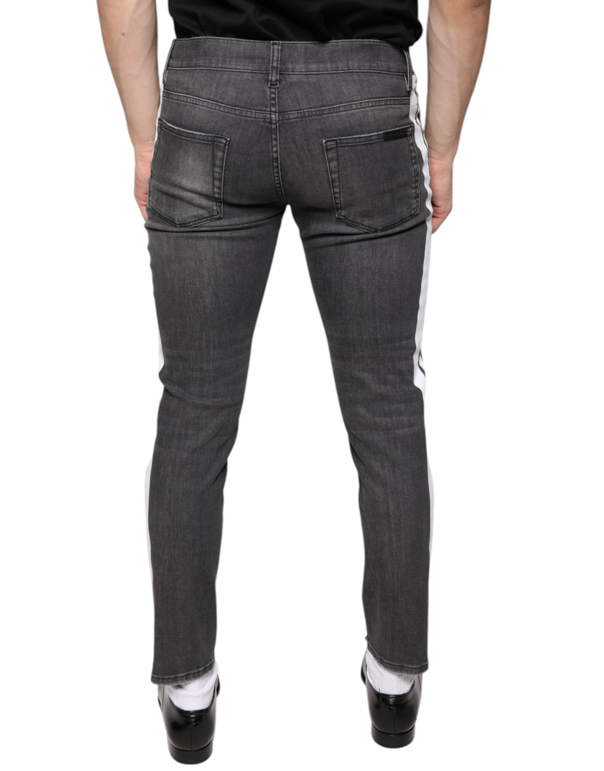 Dolce & Gabbana Black Tattered Cotton Skinny Men Denim Men's Jeans (Pre-Owned)