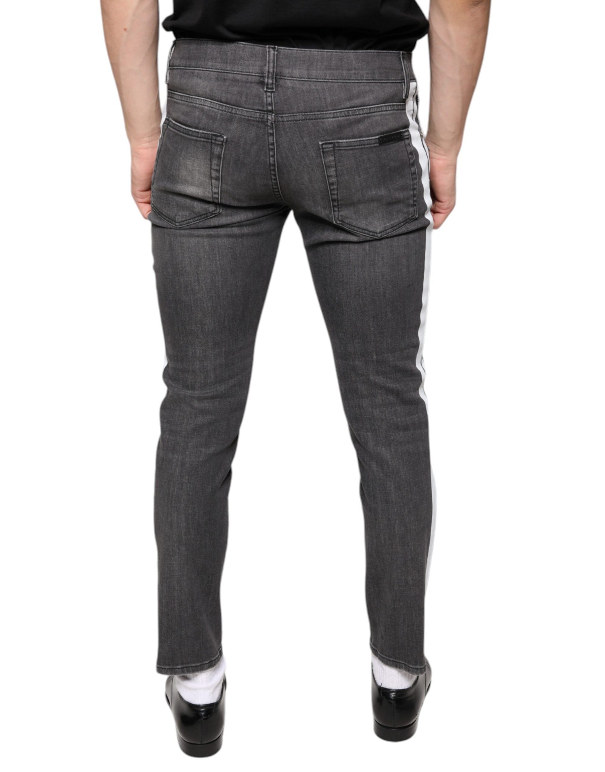 Dolce & Gabbana Black Tattered Cotton Skinny Men Denim Men's Jeans (Pre-Owned)