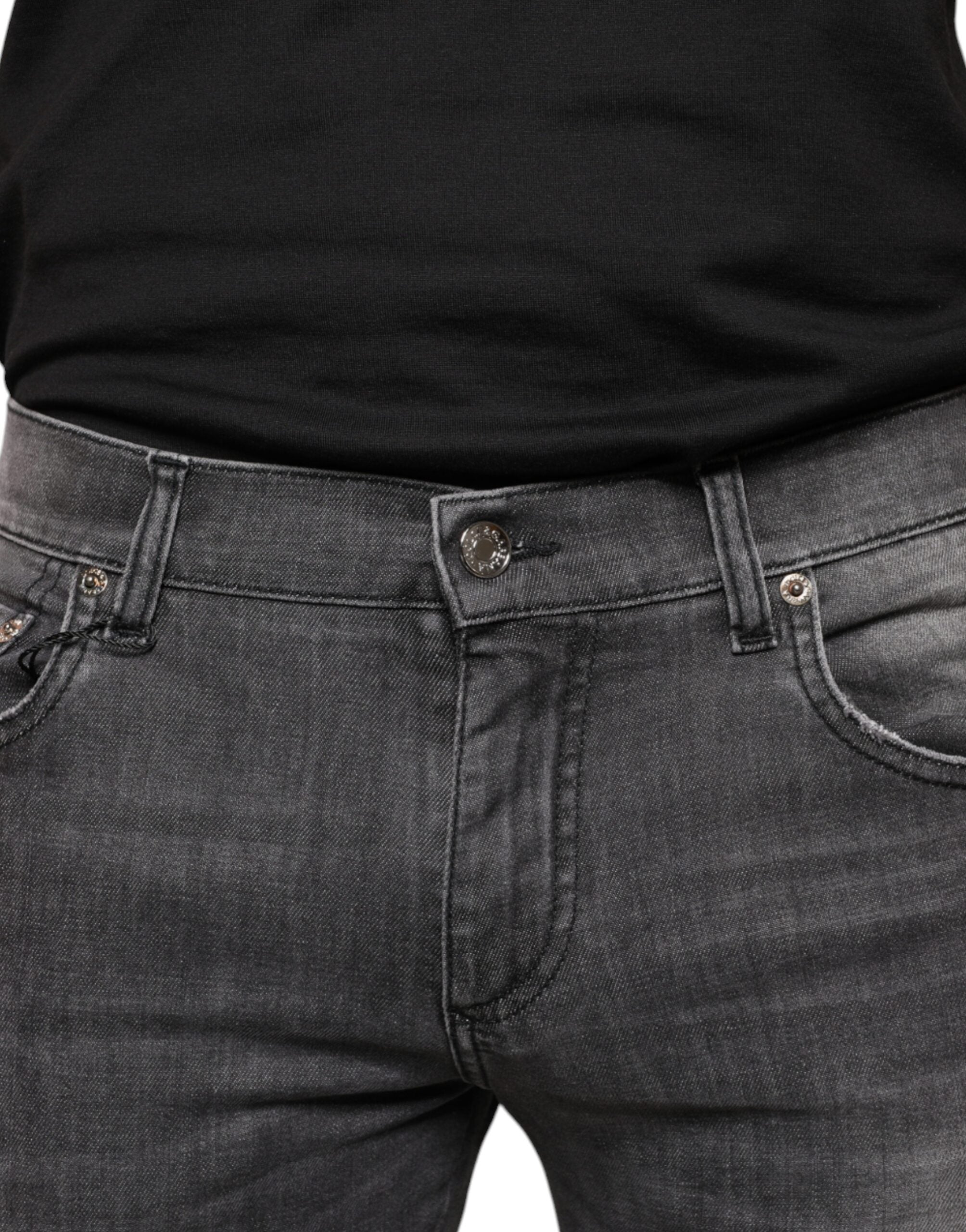 Dolce & Gabbana Black Tattered Cotton Skinny Men Denim Men's Jeans (Pre-Owned)