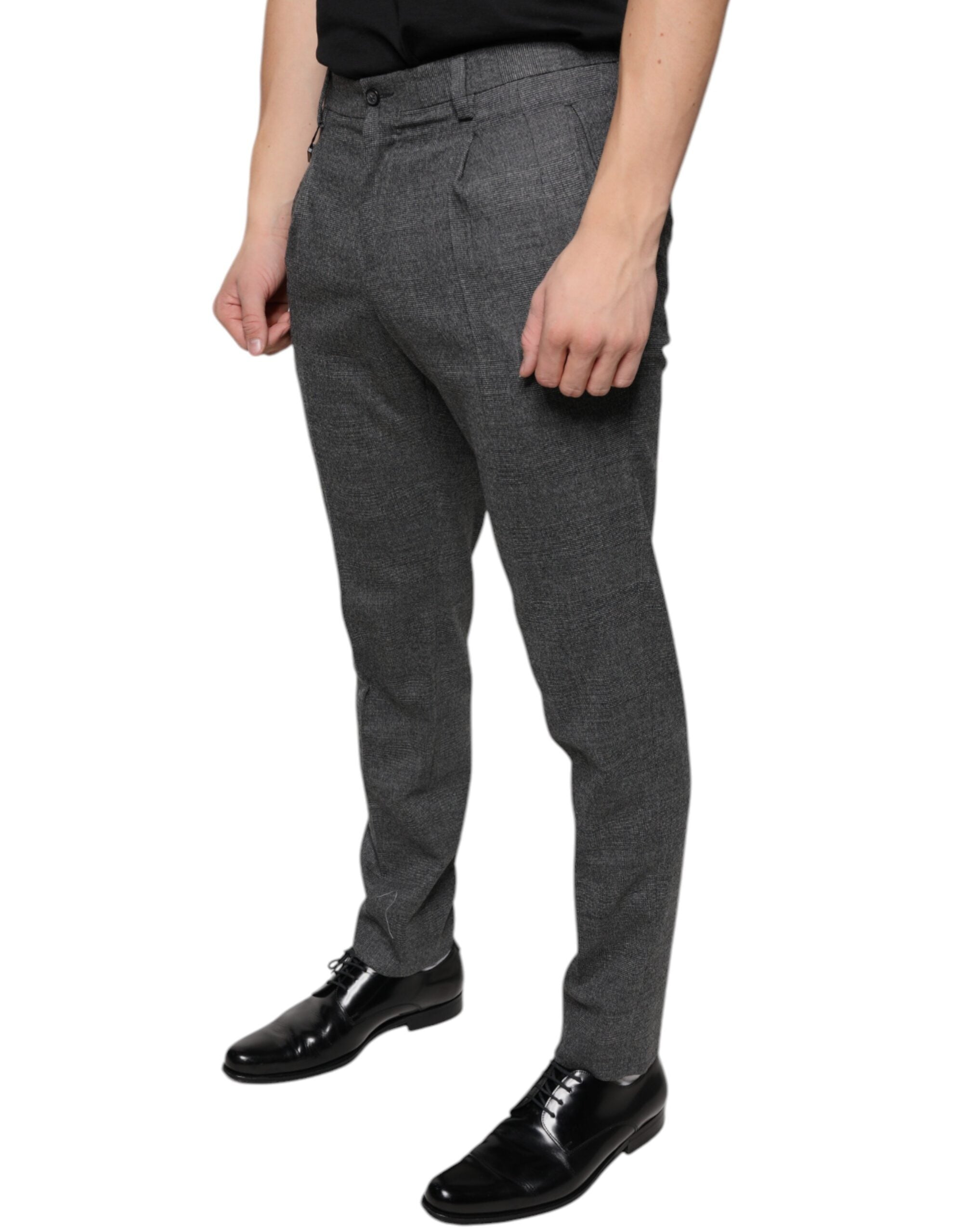 Dolce & Gabbana Gray Check Tartan Wool Skinny Men's Pants