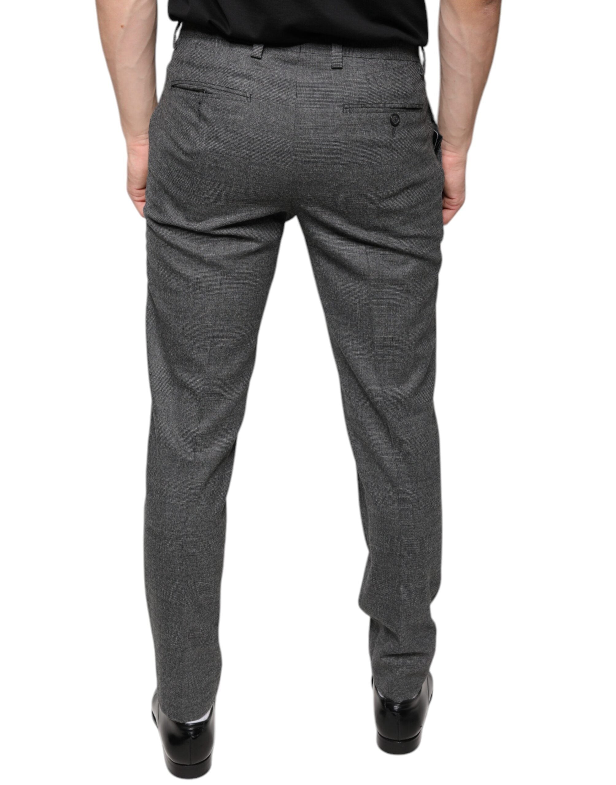 Dolce & Gabbana Gray Check Tartan Wool Skinny Men's Pants