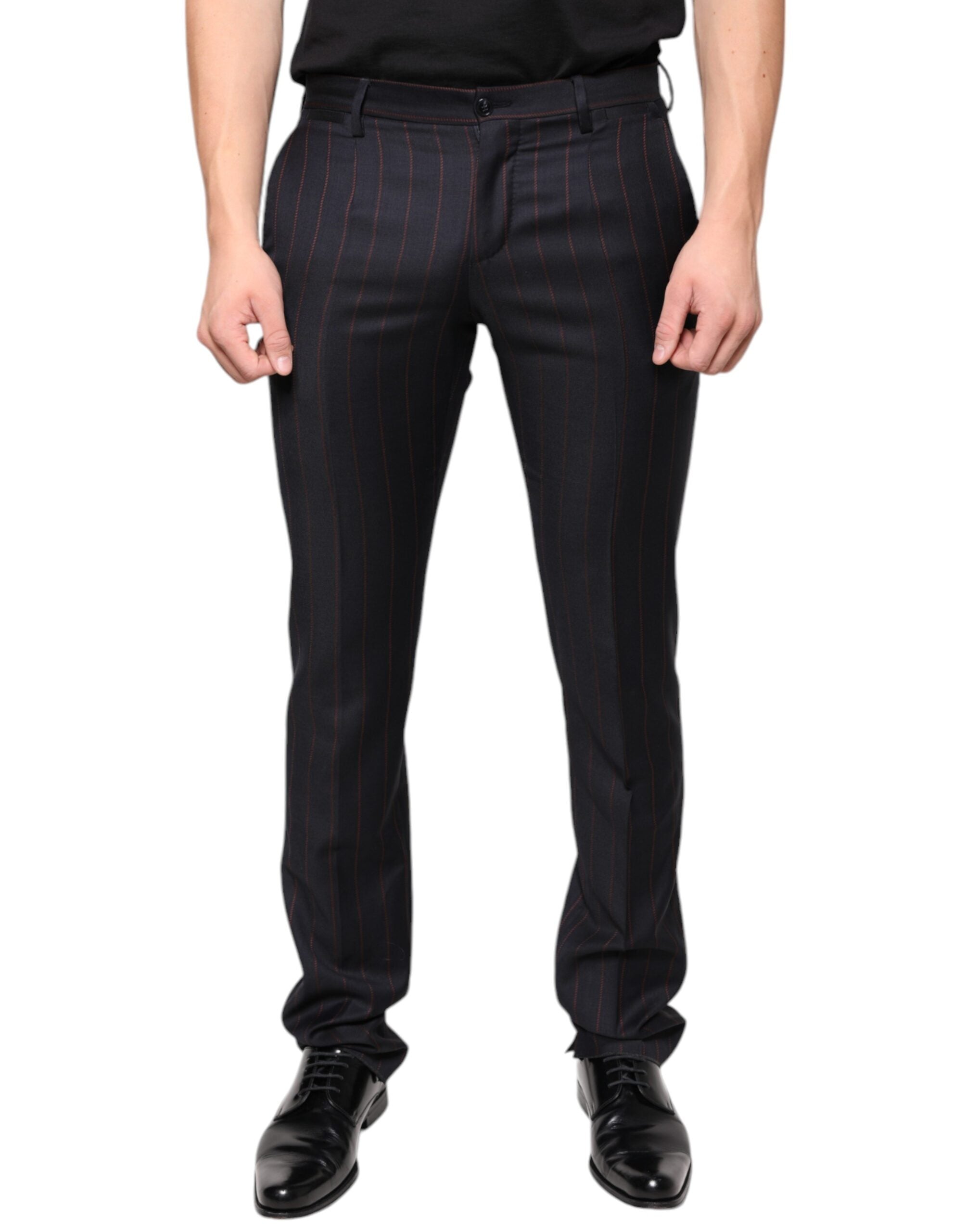 Dolce & Gabbana Black Stripes Skinny Men Dress Men's Pants