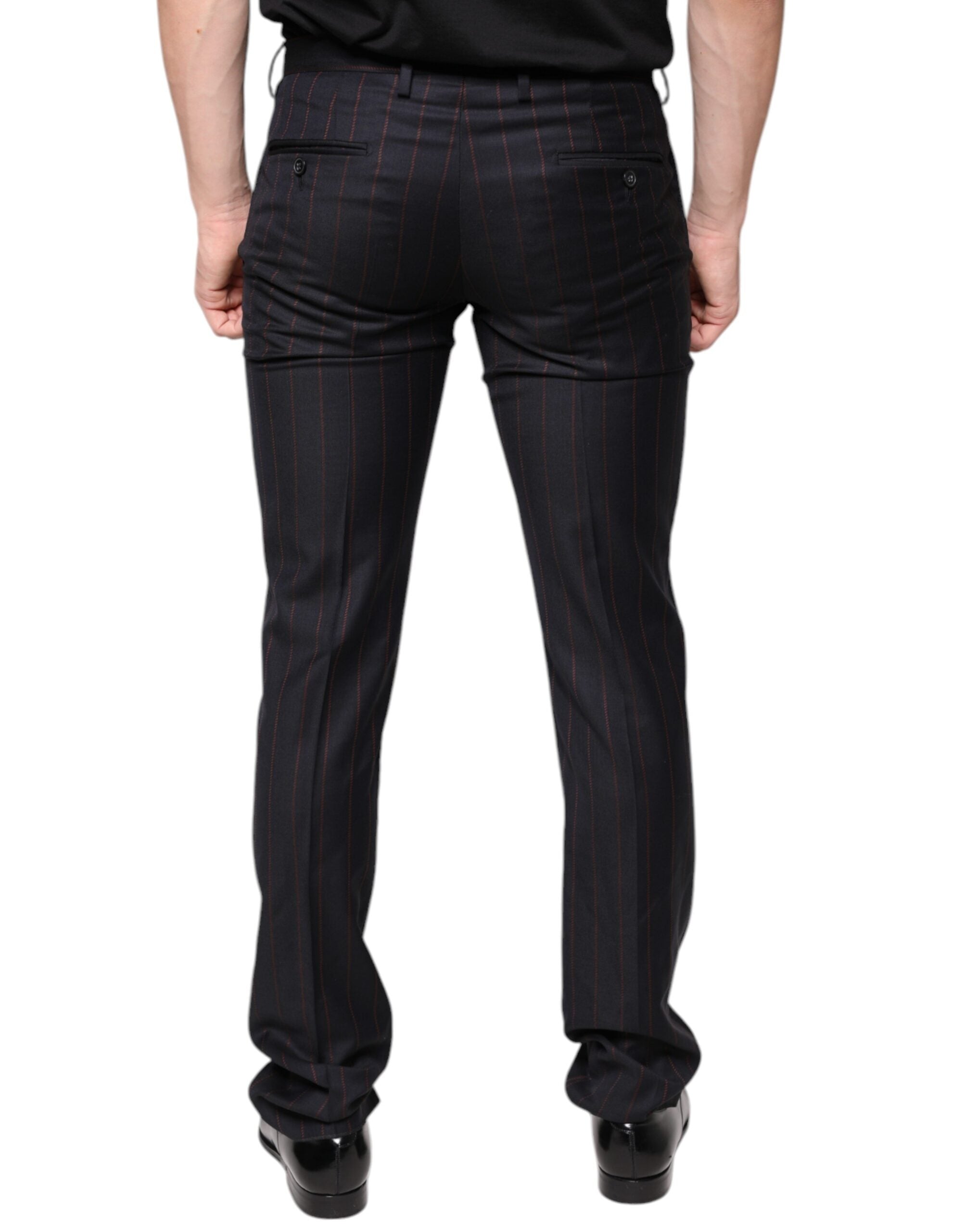 Dolce & Gabbana Black Stripes Skinny Men Dress Men's Pants