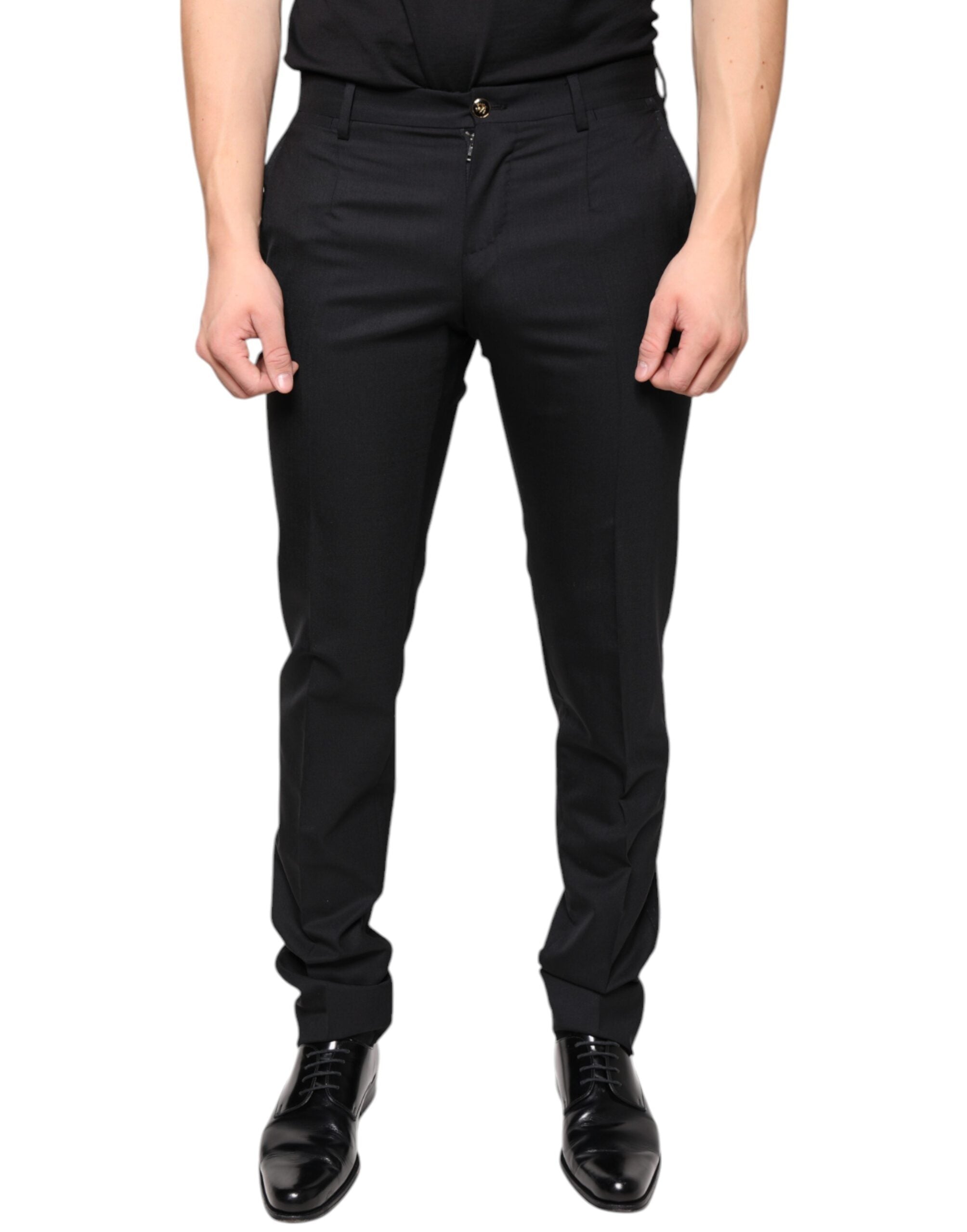 Dolce & Gabbana Black Wool Skinny Men Dress Men's Pants