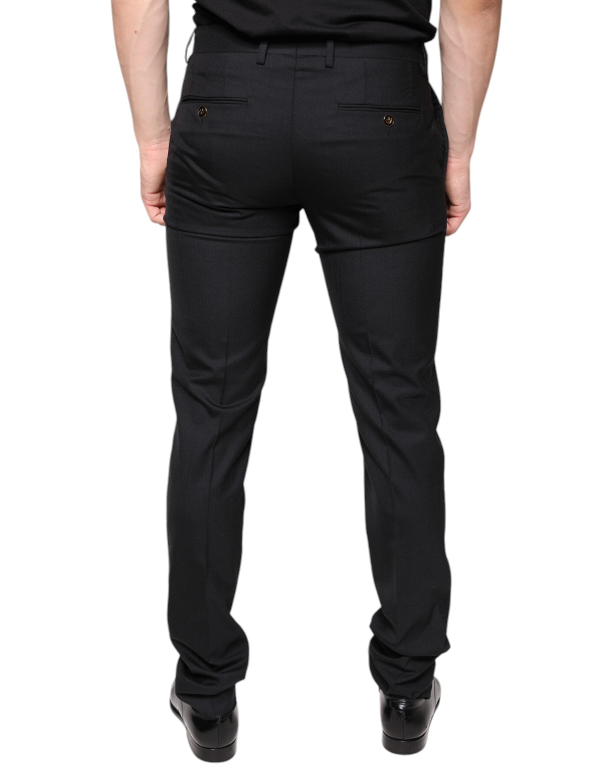 Dolce & Gabbana Black Wool Skinny Men Dress Men's Pants