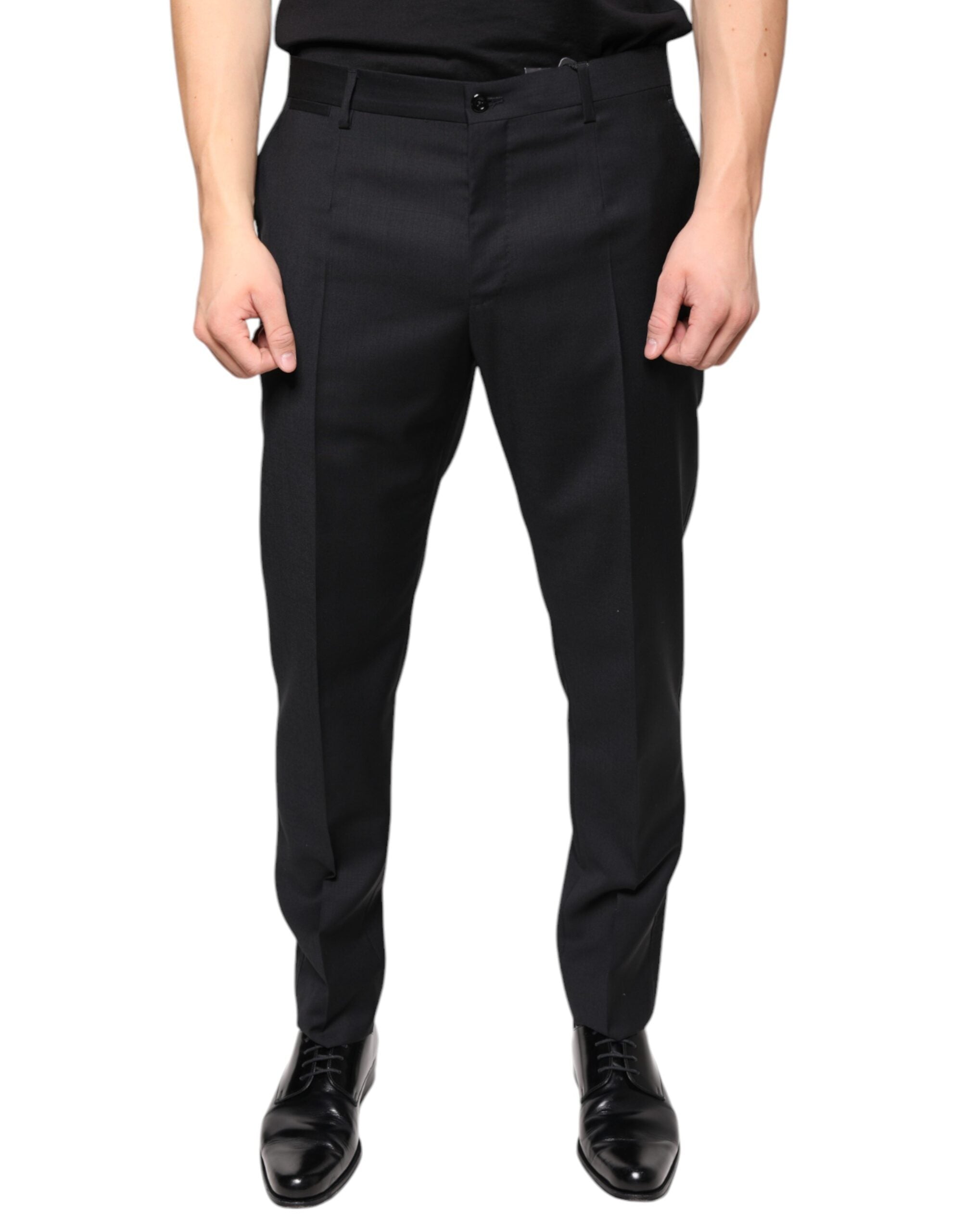 Dolce & Gabbana Black Wool Skinny Men Dress Men's Pants