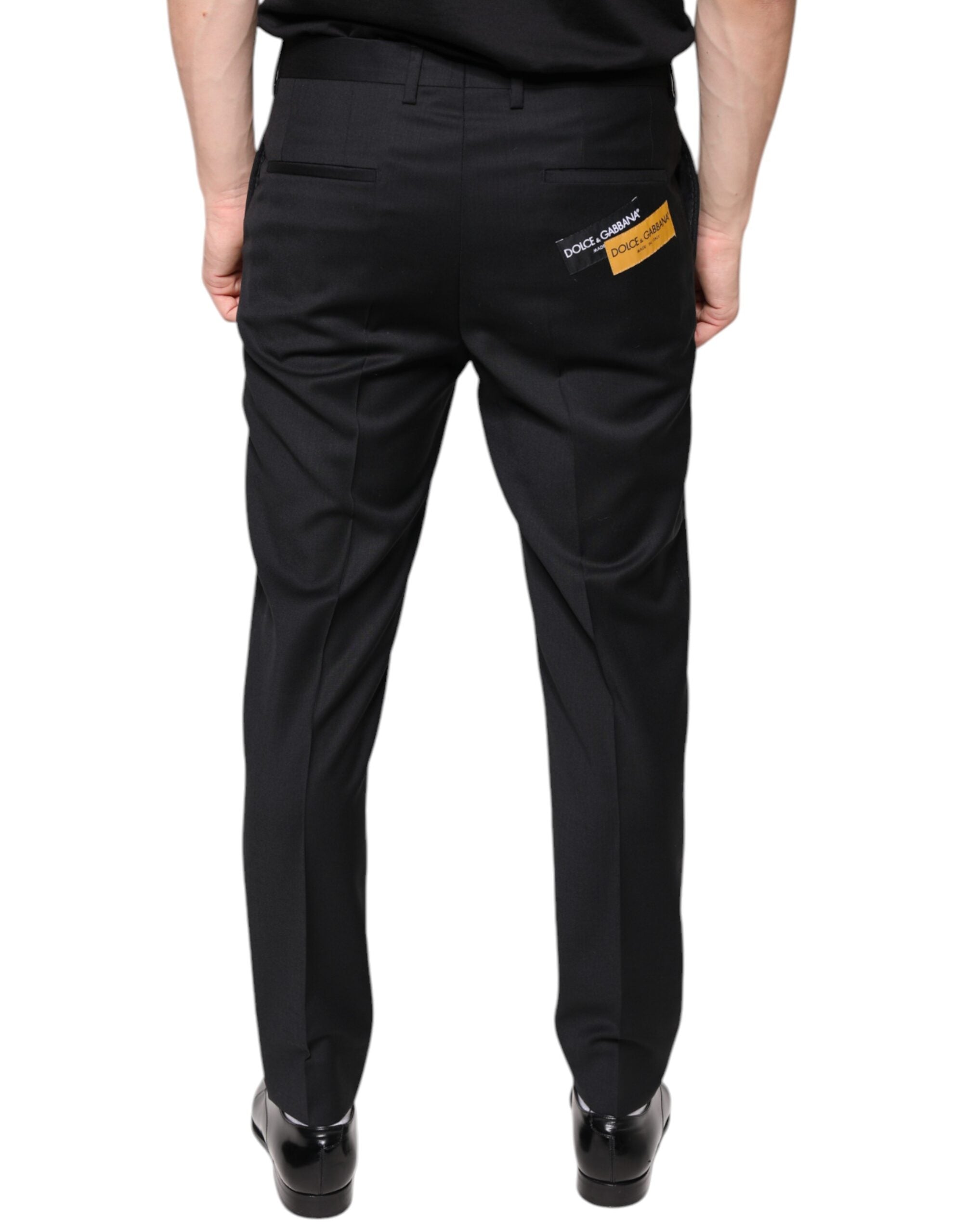 Dolce & Gabbana Black Wool Skinny Men Dress Men's Pants