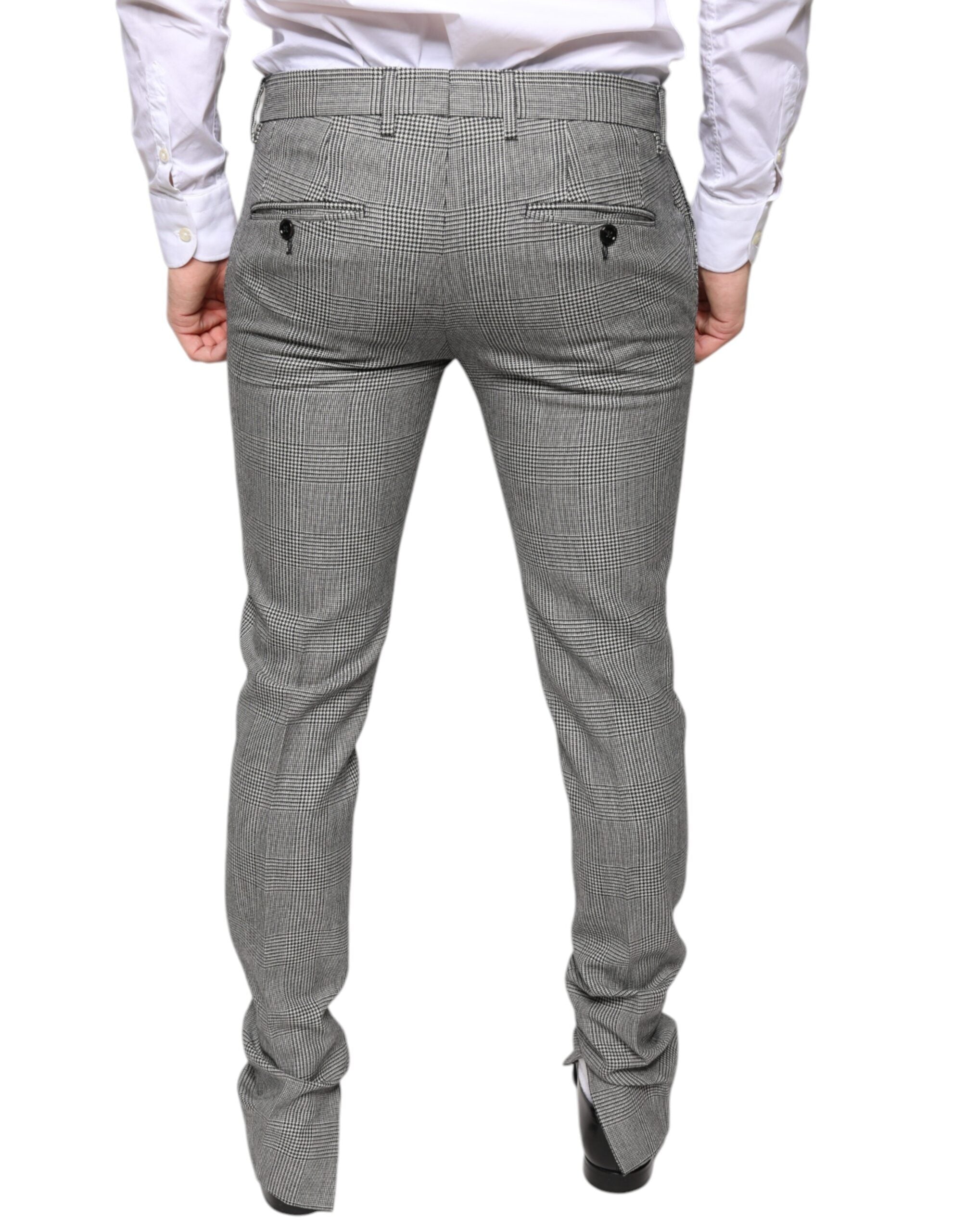 Dolce & Gabbana Gray Check Tartan Wool Skinny Men's Pants