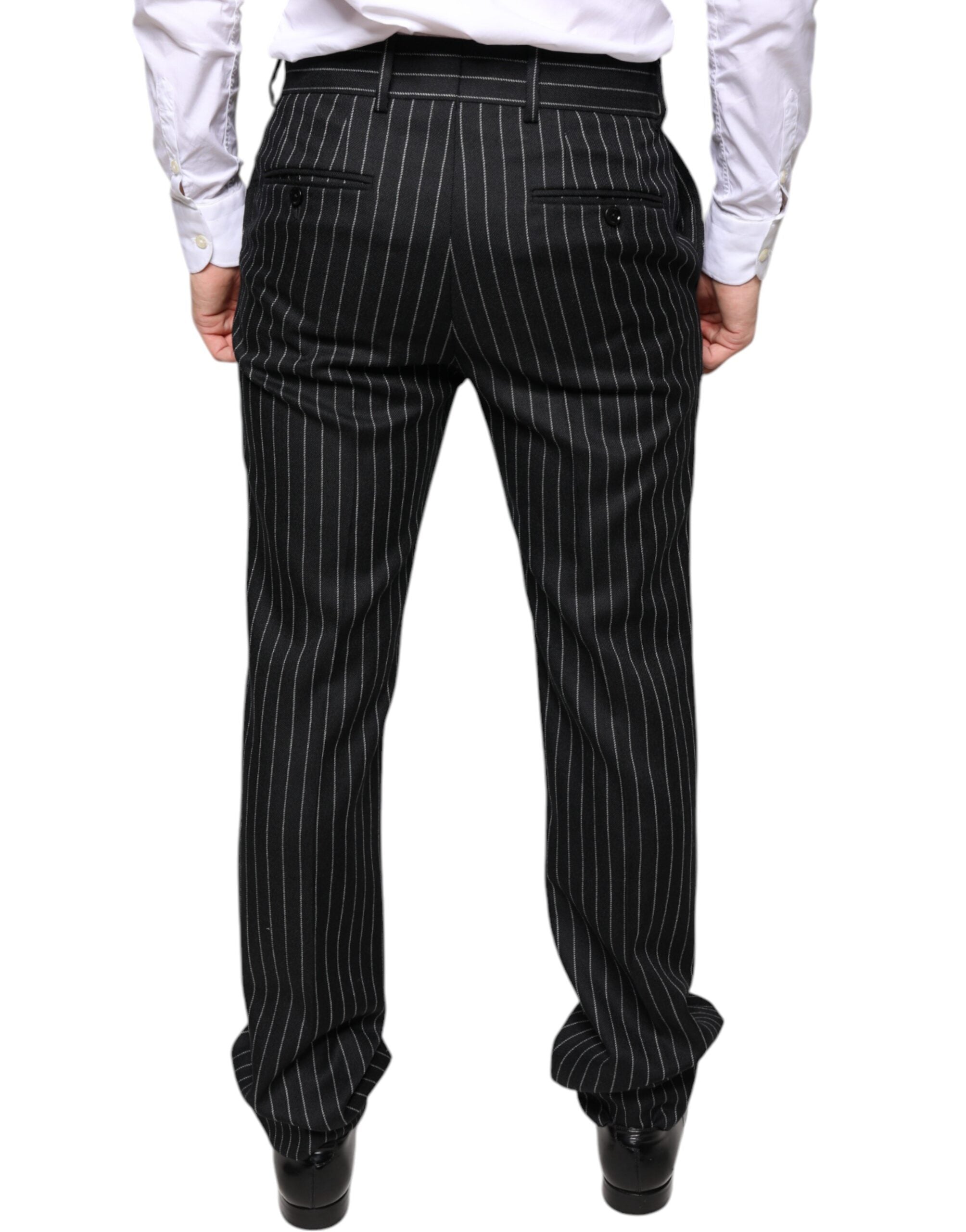Dolce & Gabbana Black Stripes Skinny Men Dress Men's Pants