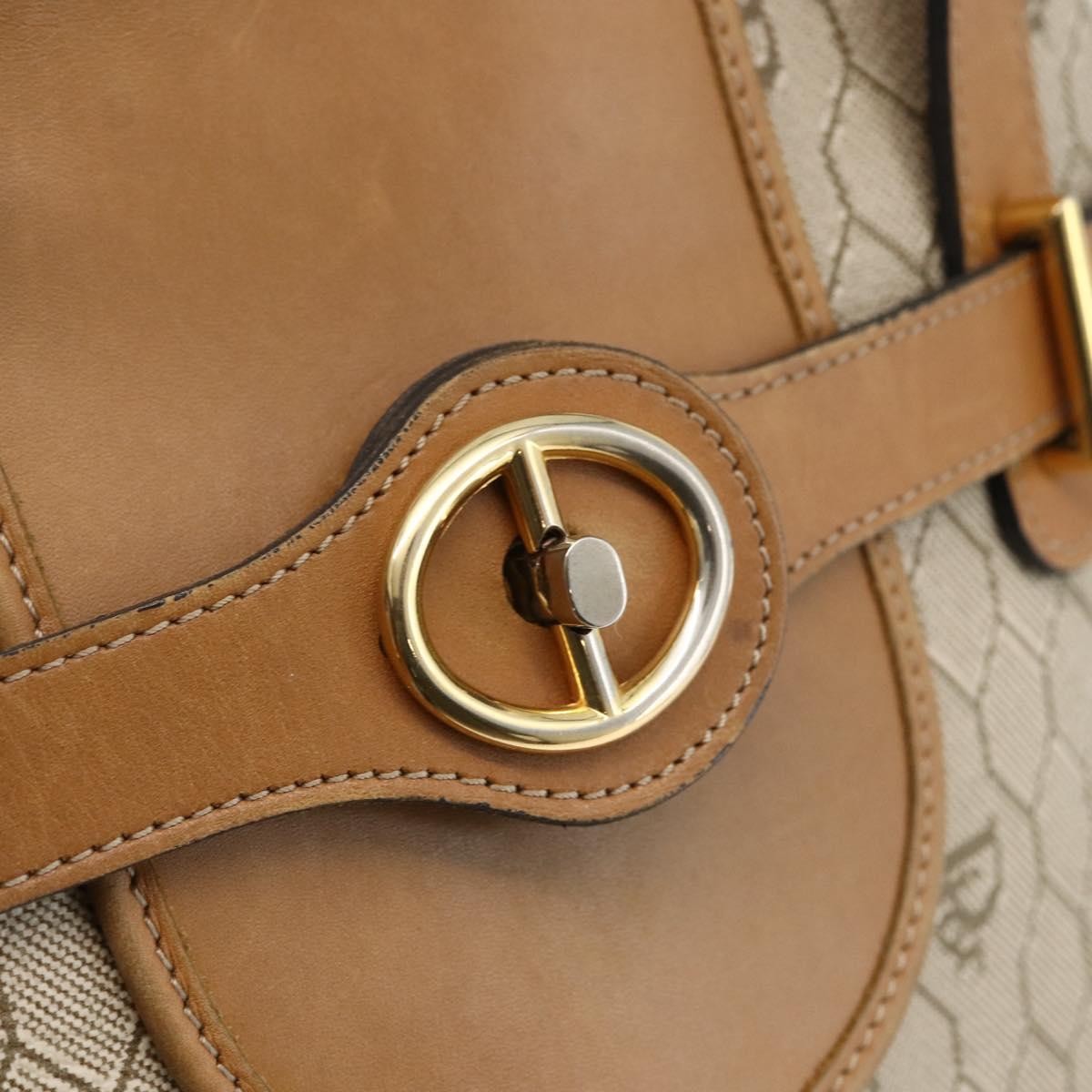Christian Dior Vintage Honeycomb Canvas And Leather Beige Canvas Shoulder Bag Bag (Pre-Owned)
