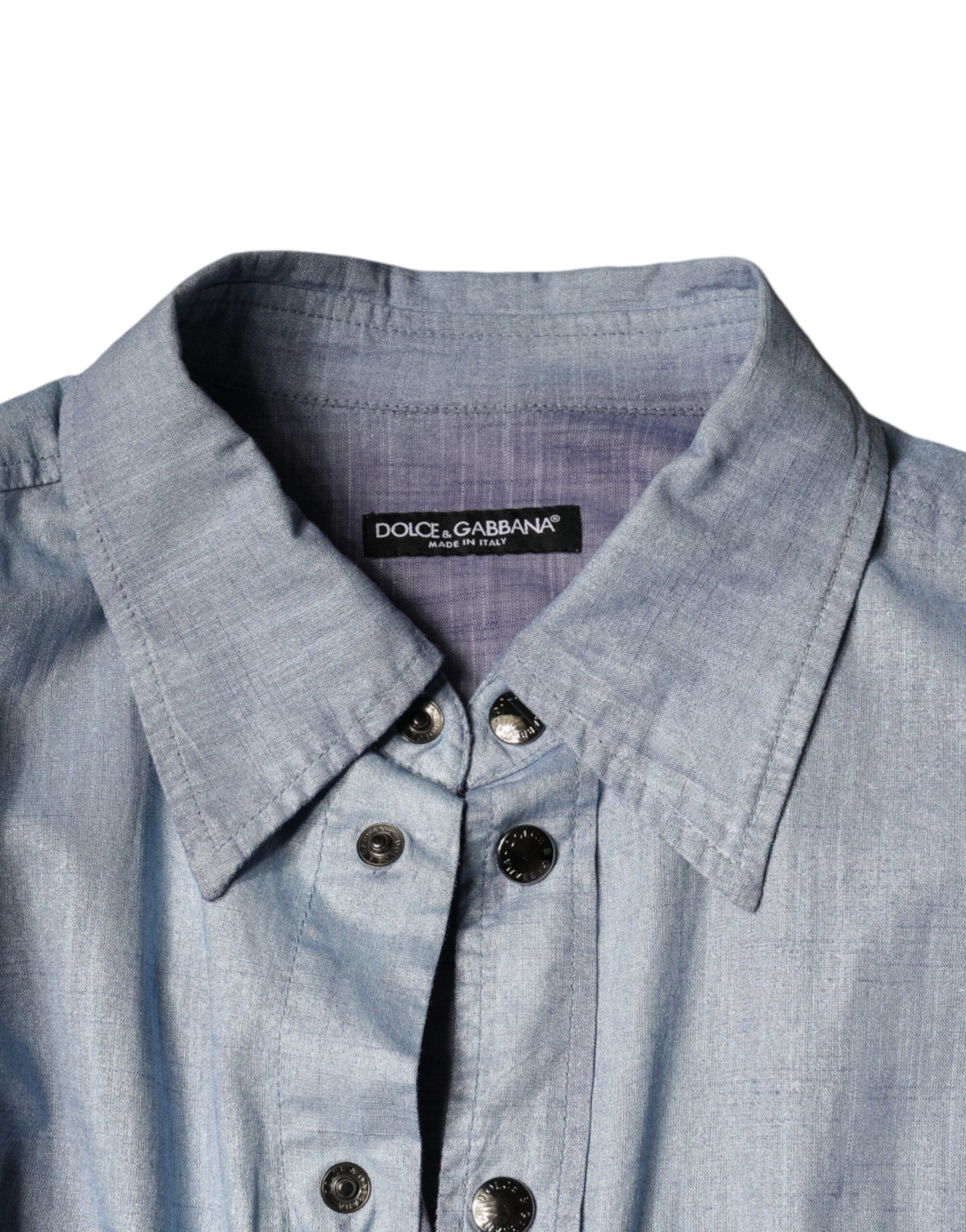 Dolce & Gabbana Light Blue Cotton Button Down Casual Men's Shirt