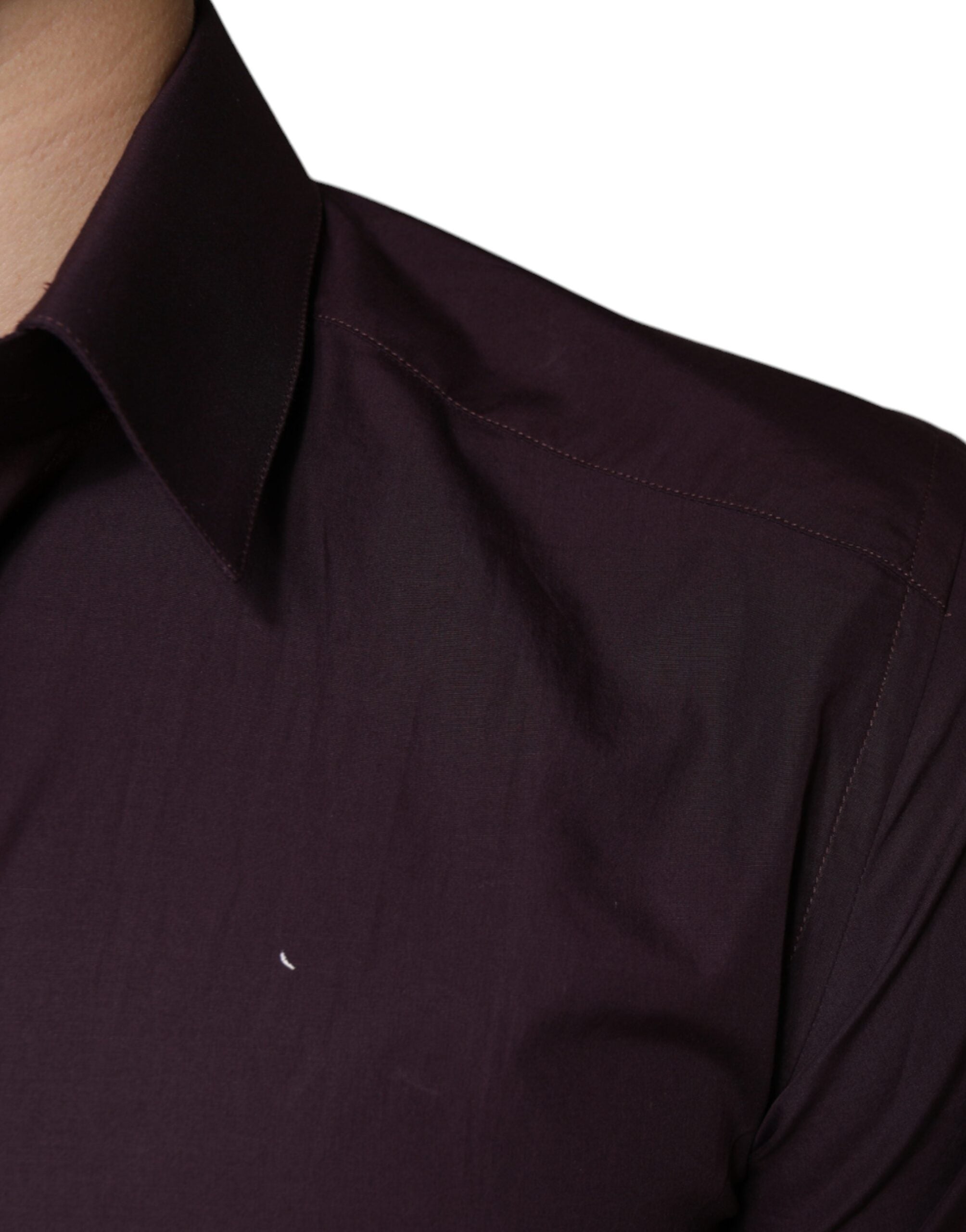 Dolce & Gabbana Dark Violet Cotton Dress GOLD Men Formal Men's Shirt (Pre-Owned)