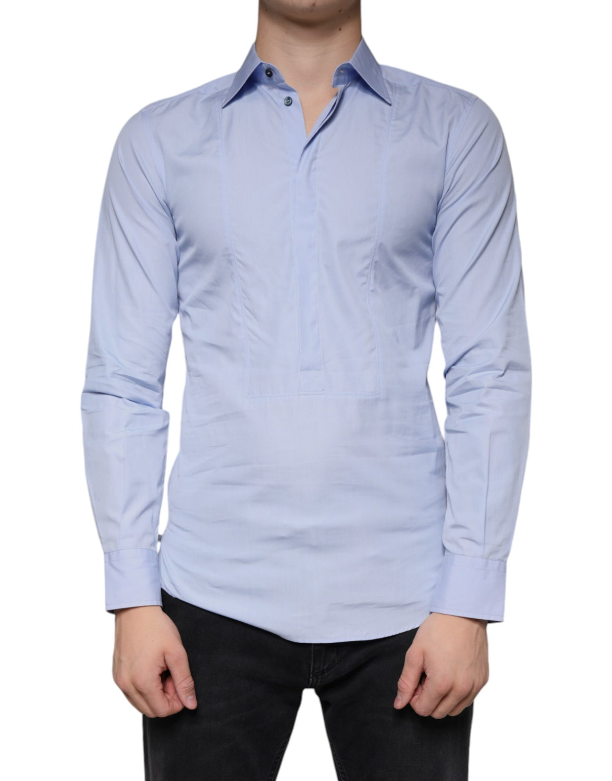 Dolce & Gabbana Light Blue Cotton Men Dress Formal Men's Shirt (Pre-Owned)