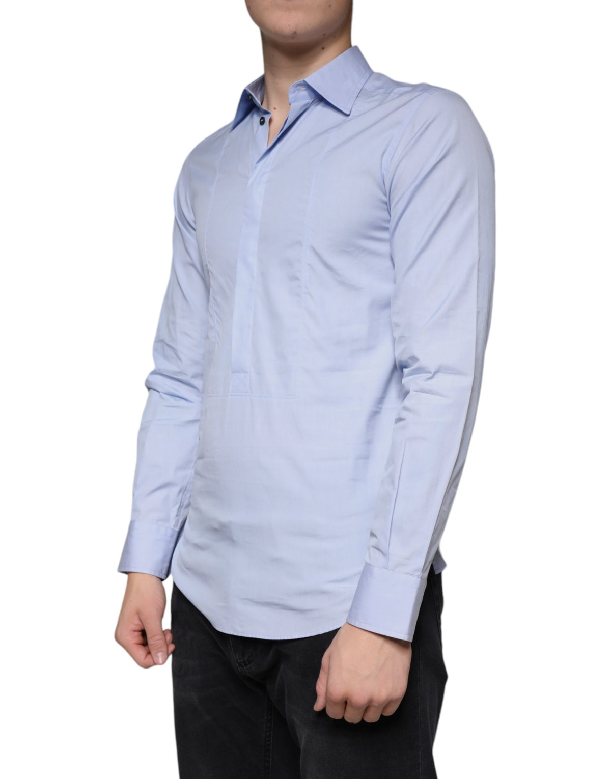 Dolce & Gabbana Light Blue Cotton Men Dress Formal Men's Shirt (Pre-Owned)