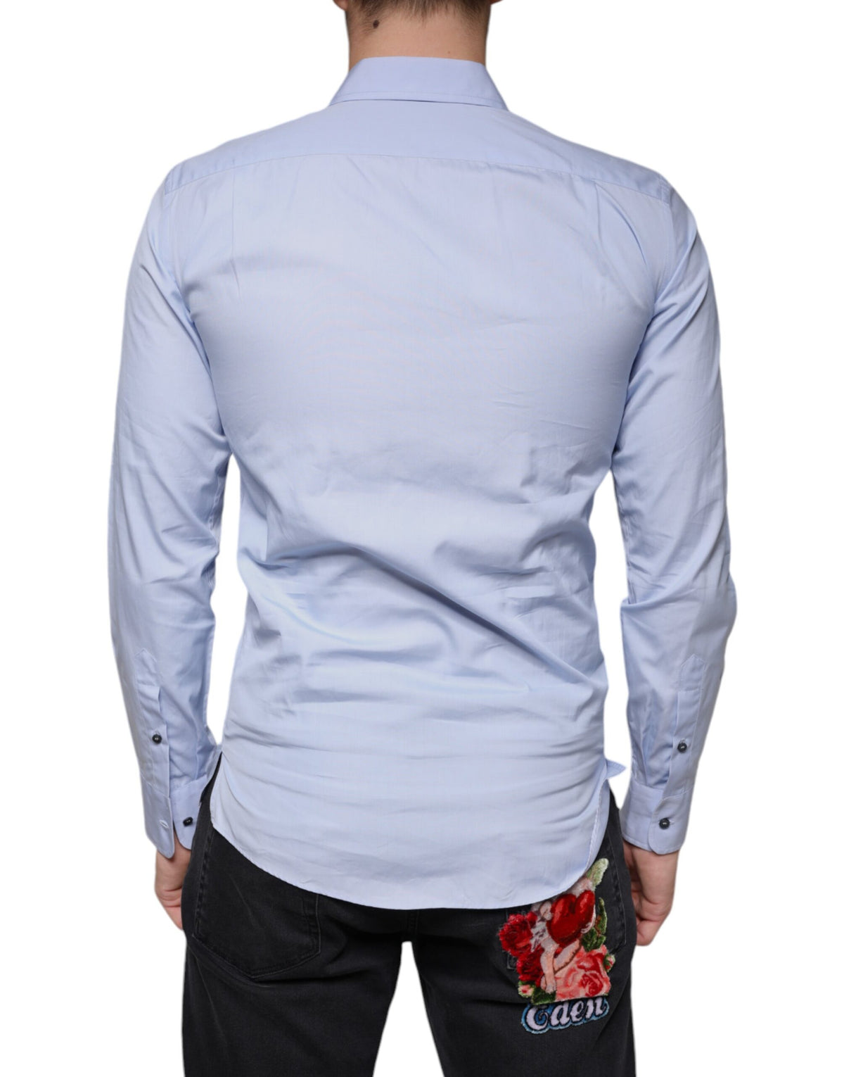 Dolce & Gabbana Light Blue Cotton Men Dress Formal Men's Shirt (Pre-Owned)