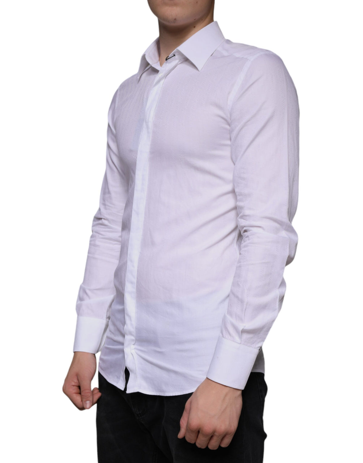 Dolce & Gabbana White Cotton Men Dress GOLD Formal Men's Shirt