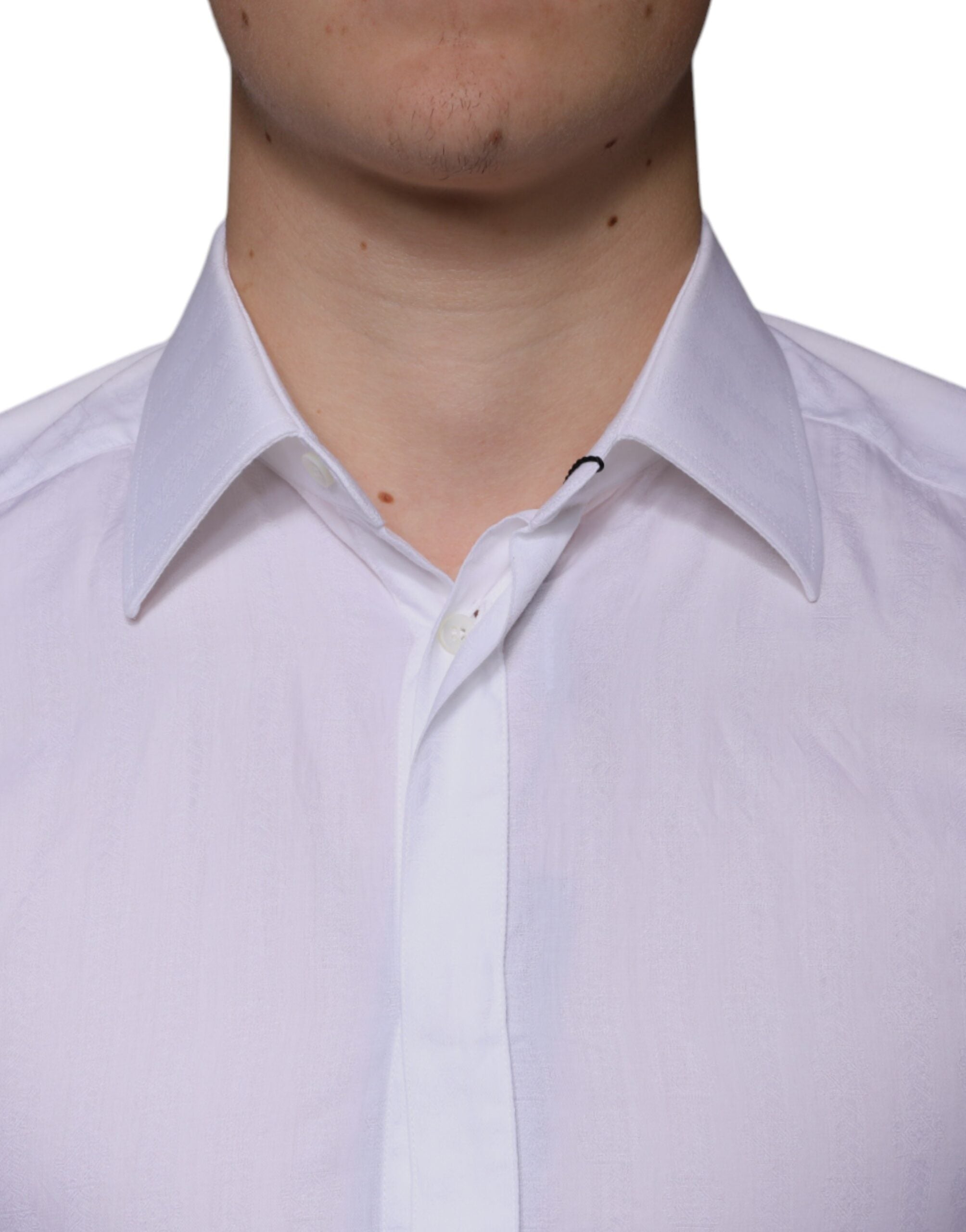 Dolce & Gabbana White Cotton Men Dress GOLD Formal Men's Shirt