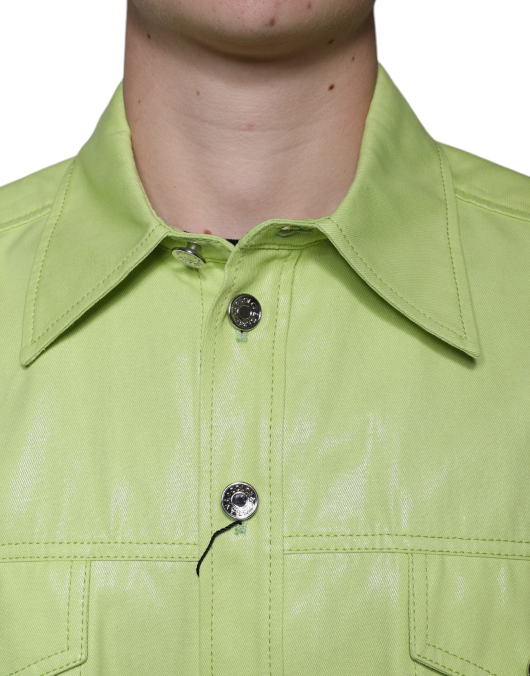 Dolce & Gabbana Green Cotton Collared Men Button Down Men's Shirt