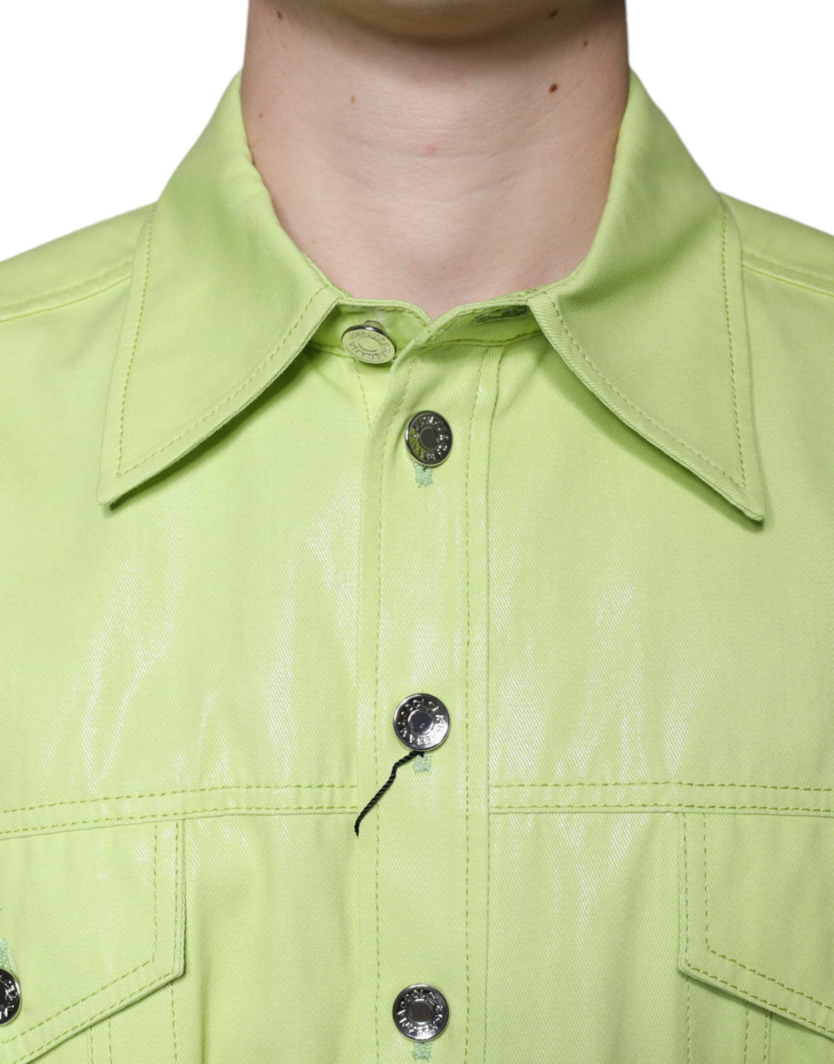 Dolce & Gabbana Green Cotton Collared Men Button Down Men's Shirt (Pre-Owned)