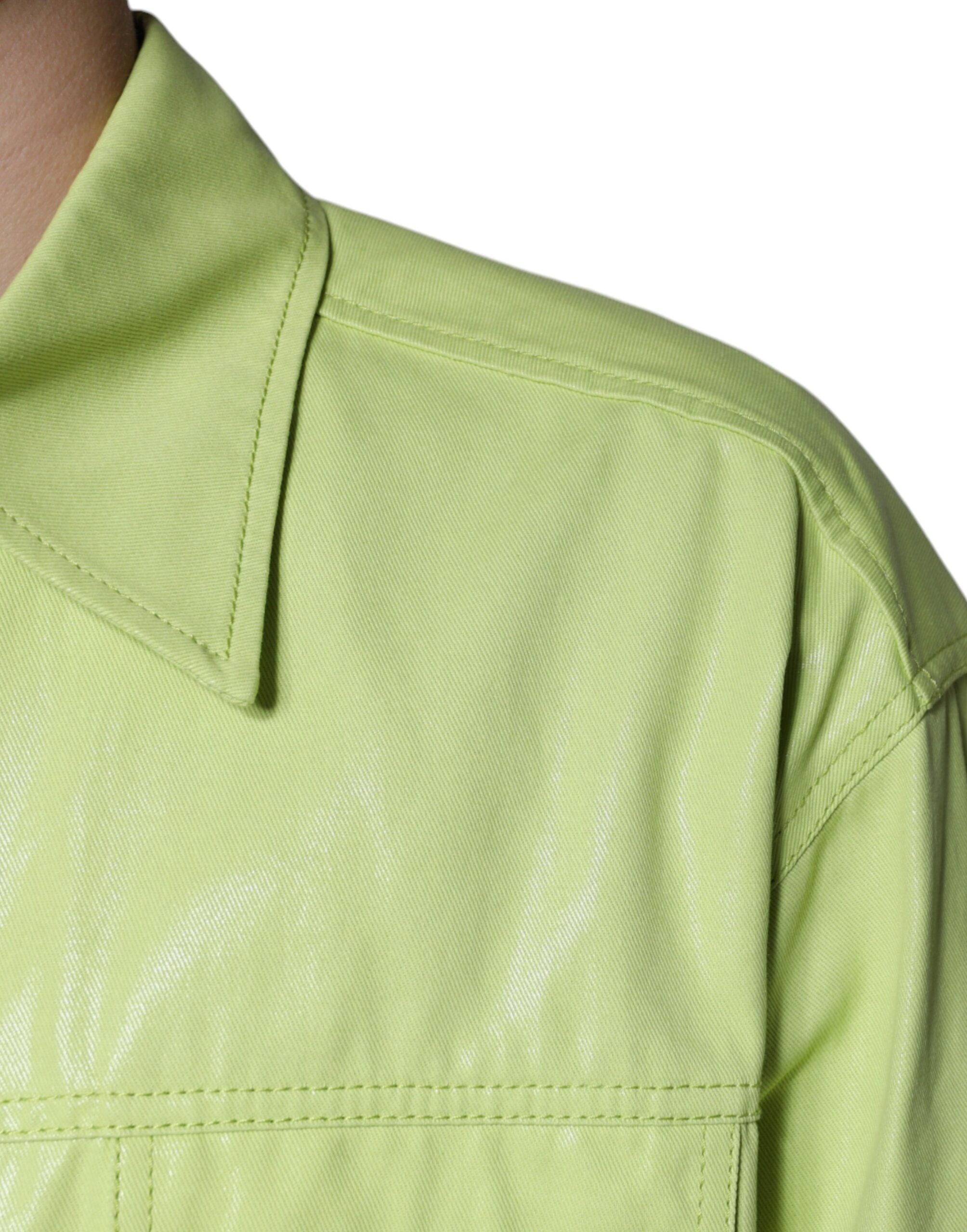 Dolce & Gabbana Green Cotton Collared Men Button Down Men's Shirt (Pre-Owned)