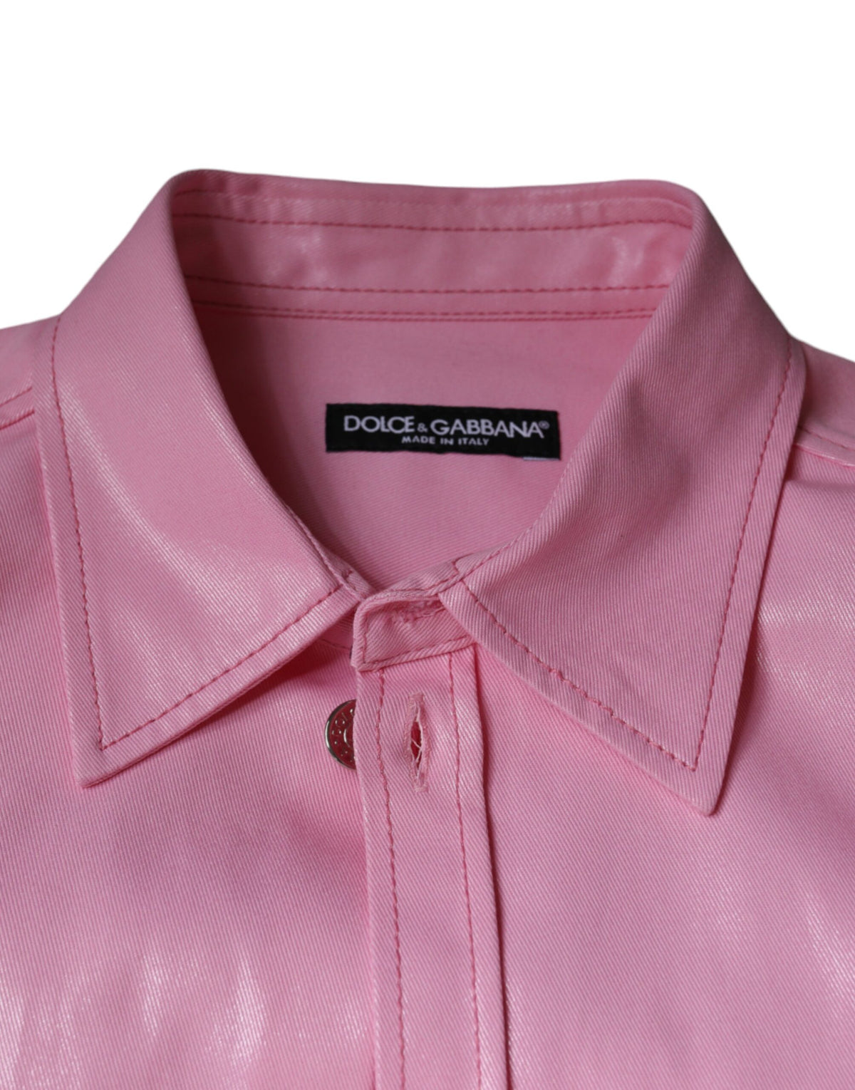 Dolce & Gabbana Pink Cotton Collared Button Down Men's Shirt