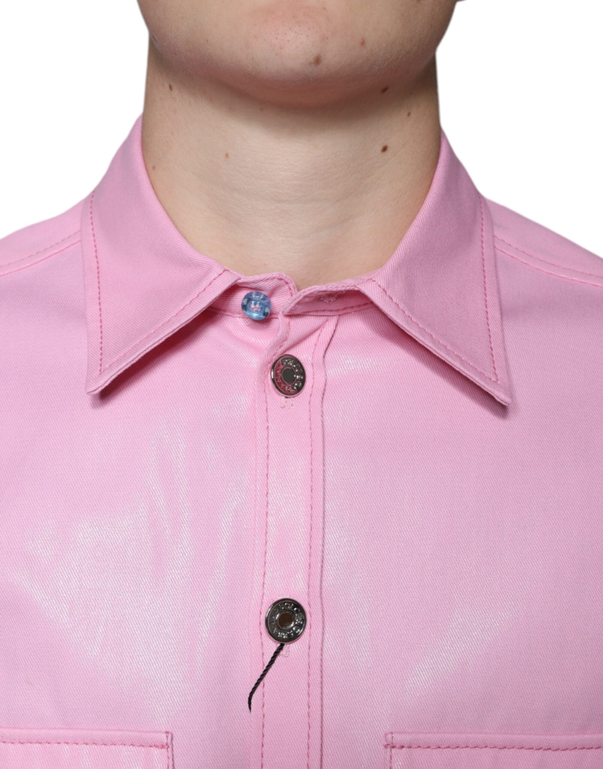 Dolce & Gabbana Pink Cotton Collared Button Down Men's Shirt (Pre-Owned)