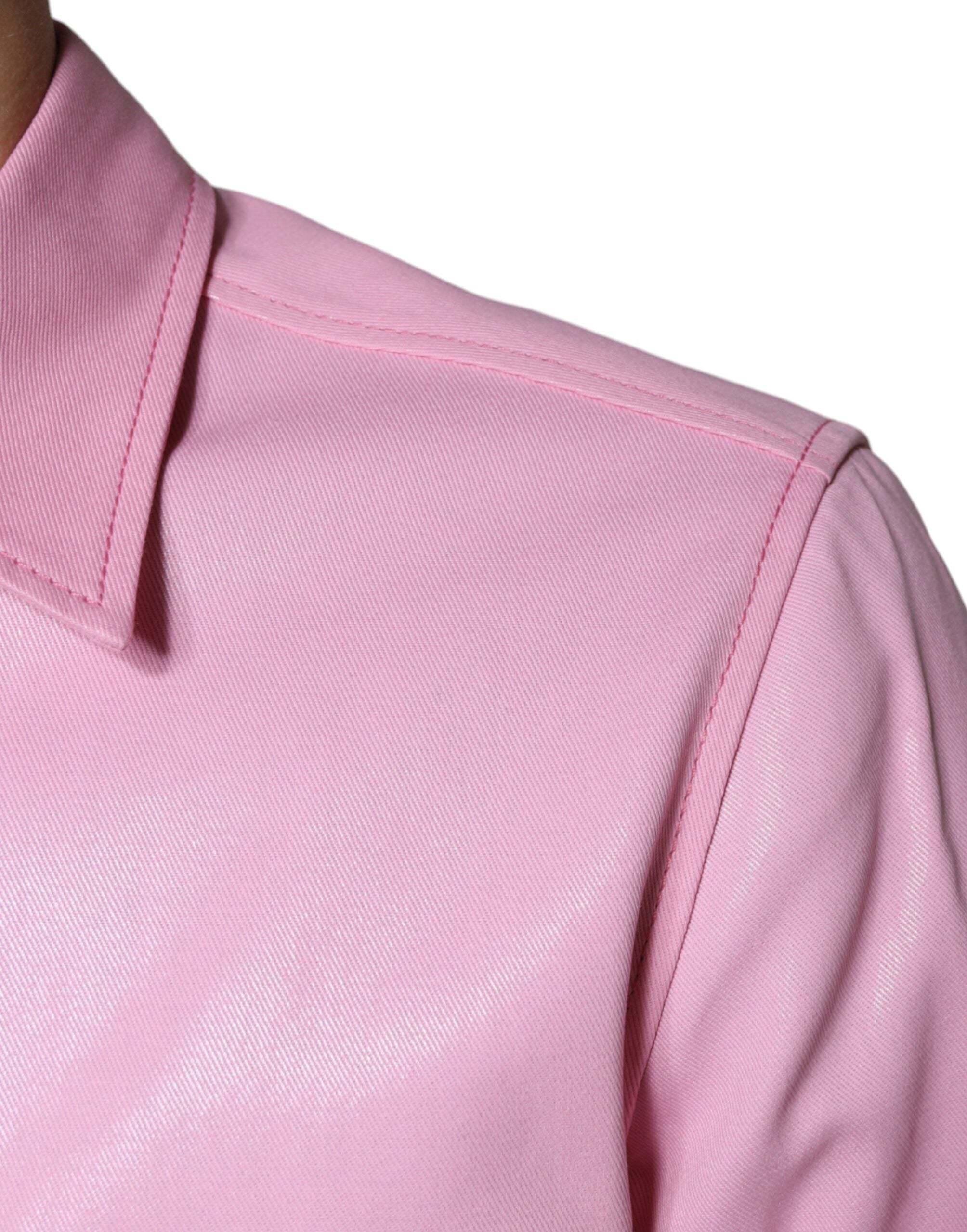 Dolce & Gabbana Pink Cotton Collared Button Down Men's Shirt (Pre-Owned)
