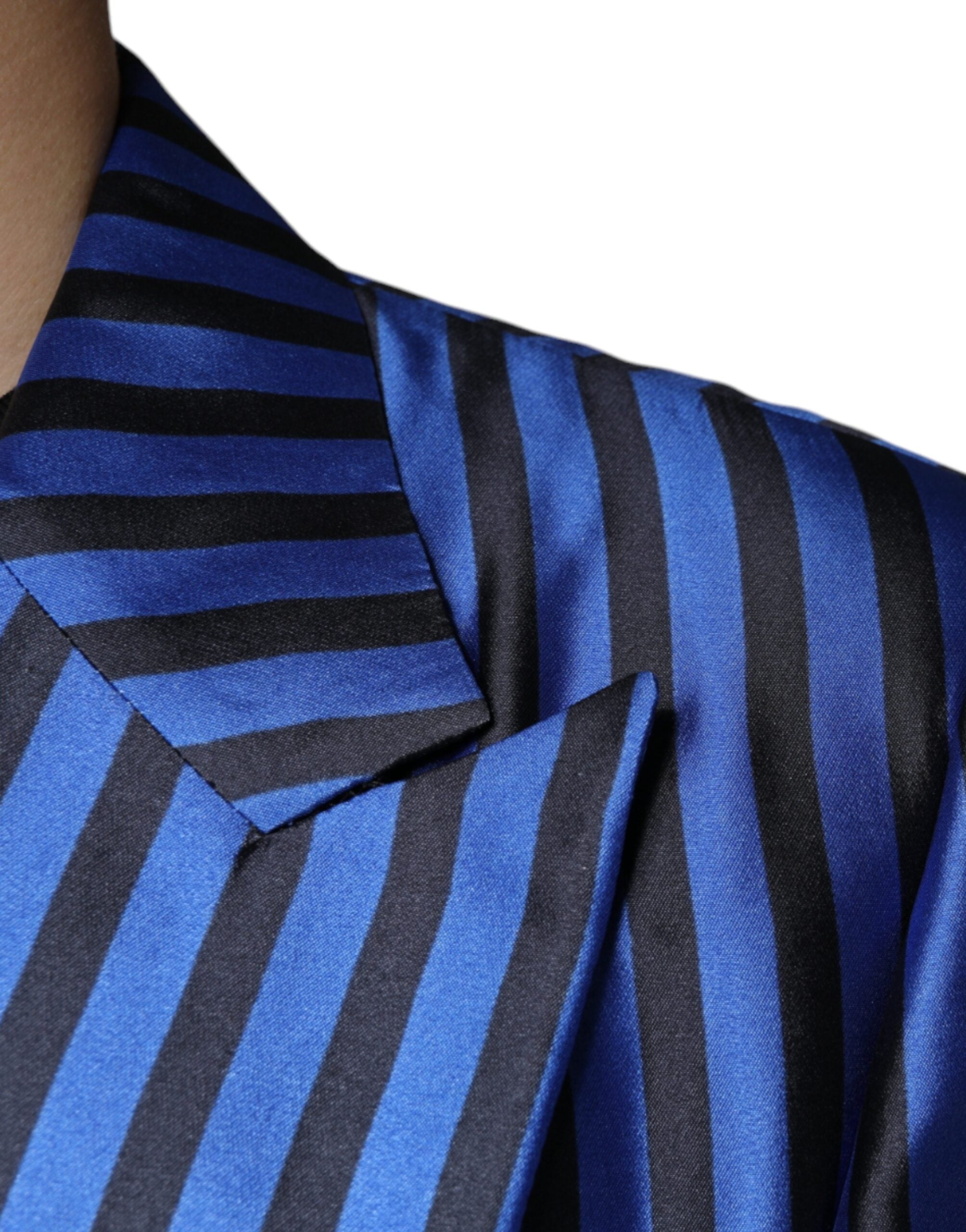 Dolce & Gabbana Metallic Blue Stripes Formal 3 Piece Men's Suit (Pre-Owned)