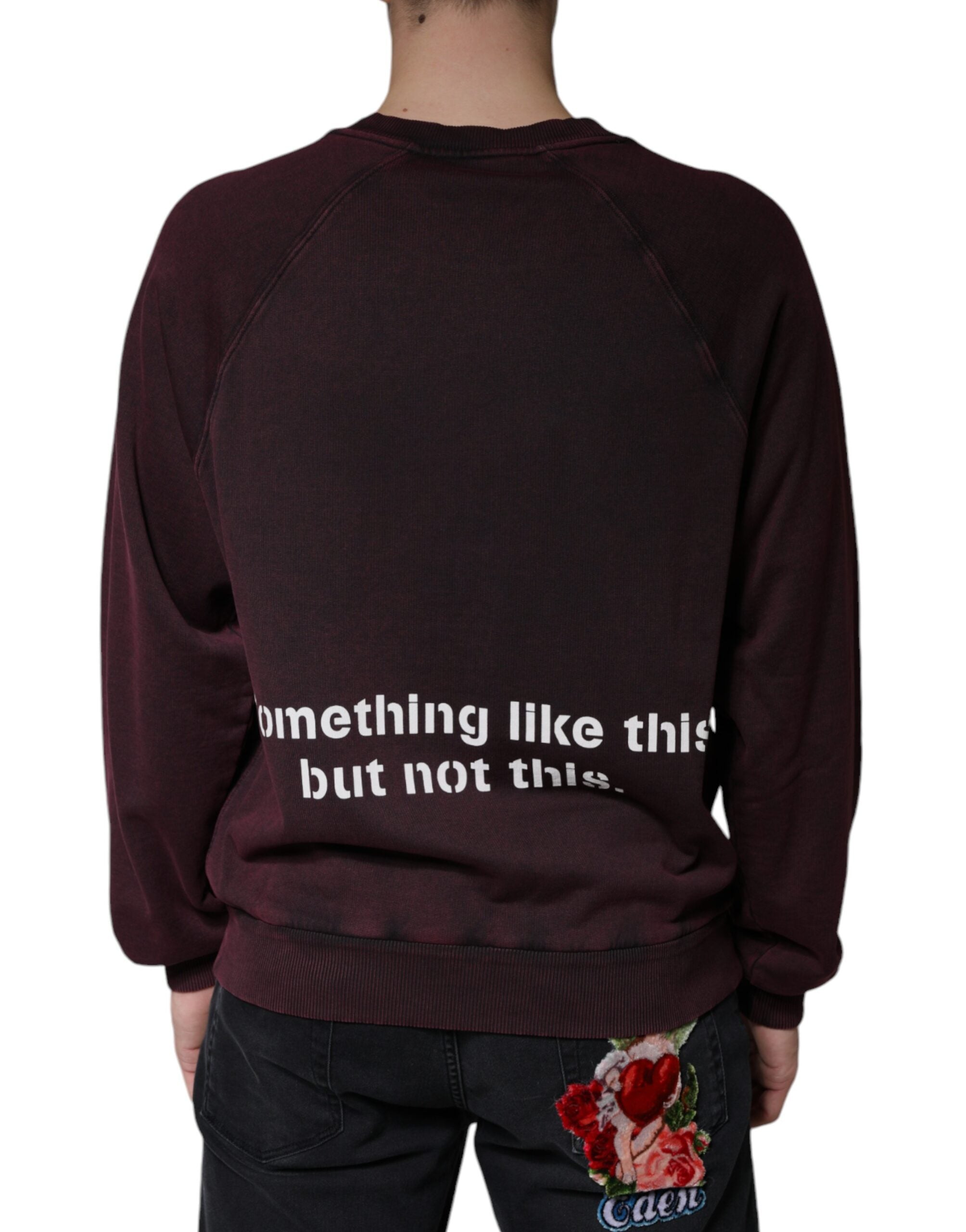 Dolce & Gabbana Maroon Logo Crew Neck Men Sweatshirt Men's Sweater (Pre-Owned)
