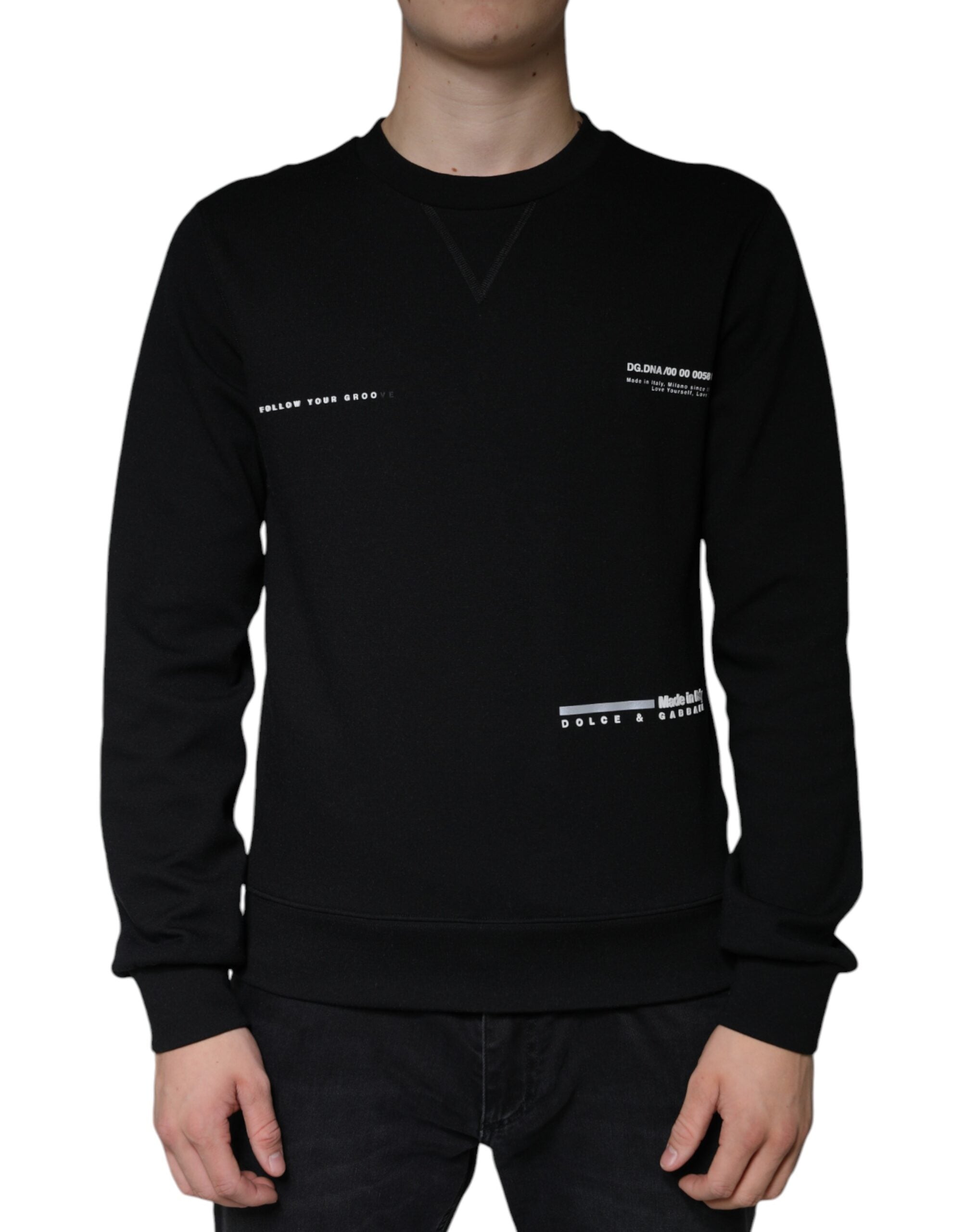 Dolce & Gabbana Black Logo Print CrewNeck Sweatshirt Men's Sweater