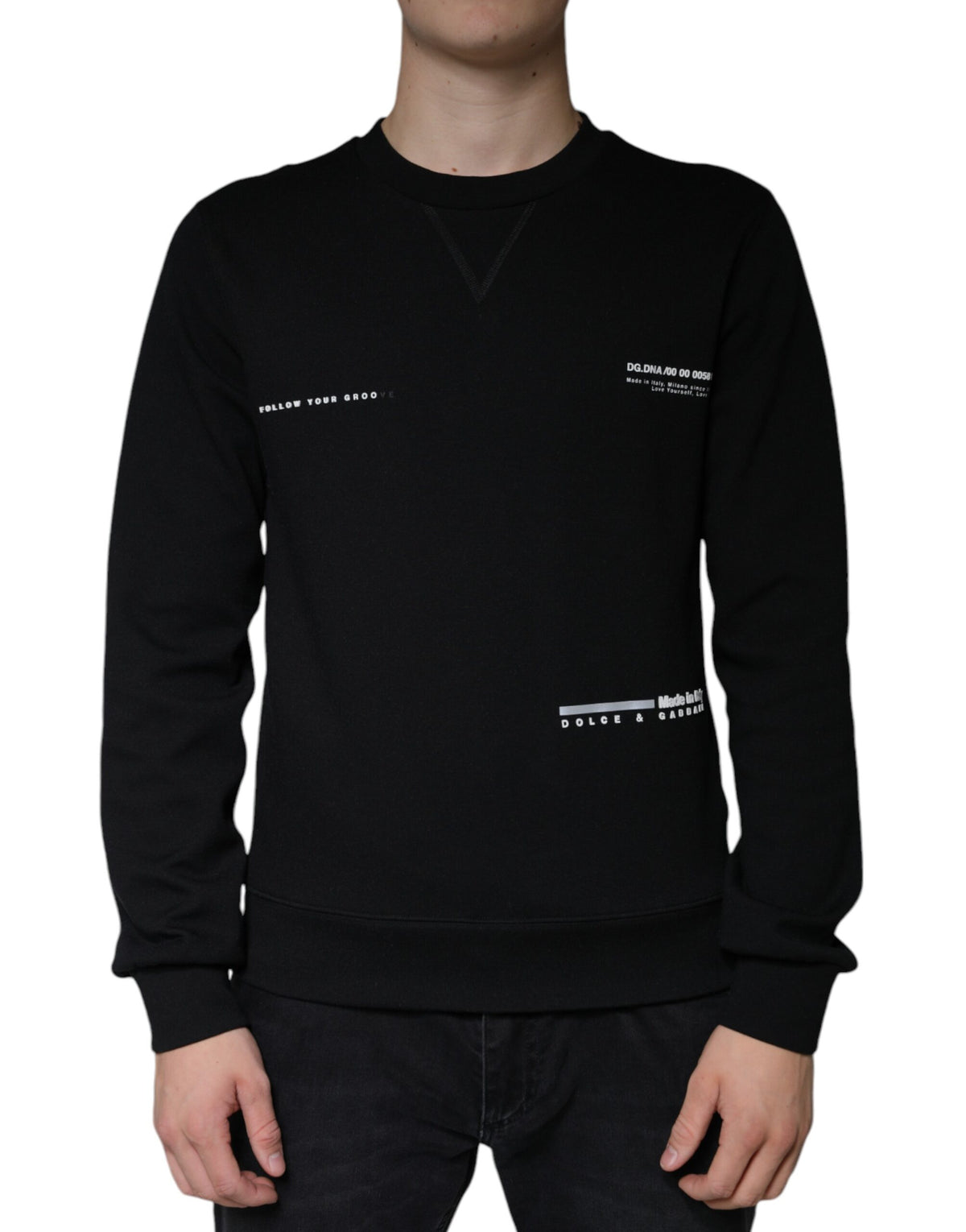 Dolce & Gabbana Black Logo Print CrewNeck Sweatshirt Men's Sweater