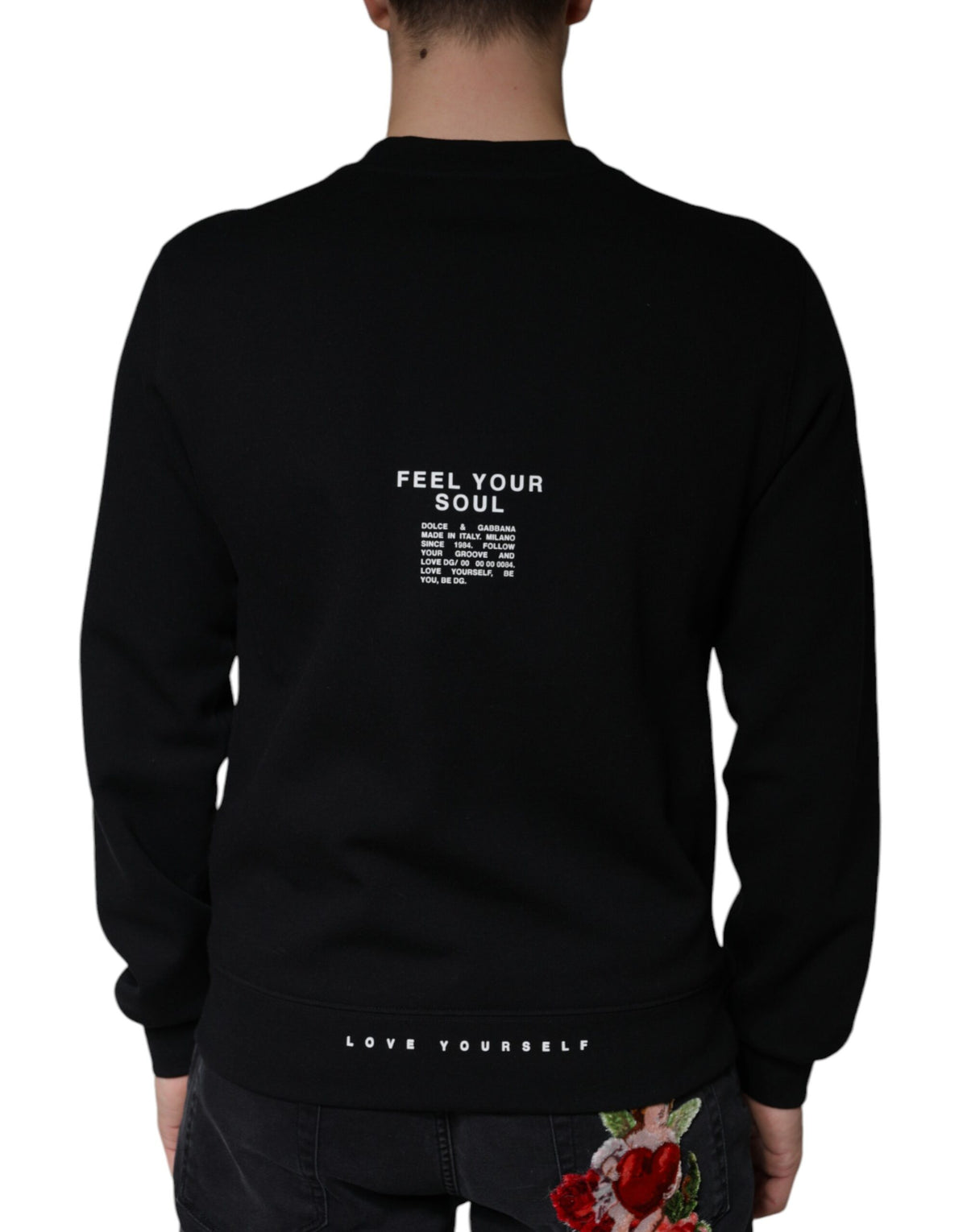 Dolce & Gabbana Black Logo Print CrewNeck Sweatshirt Men's Sweater