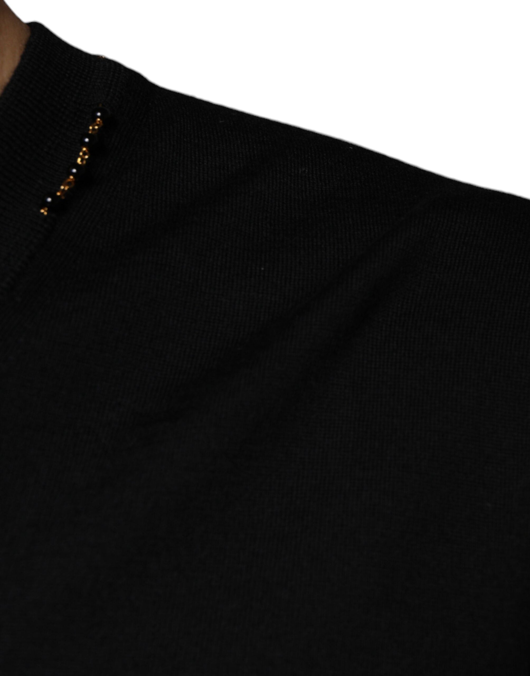 Dolce & Gabbana Black Embellished V-neck Pullover Men's Sweater