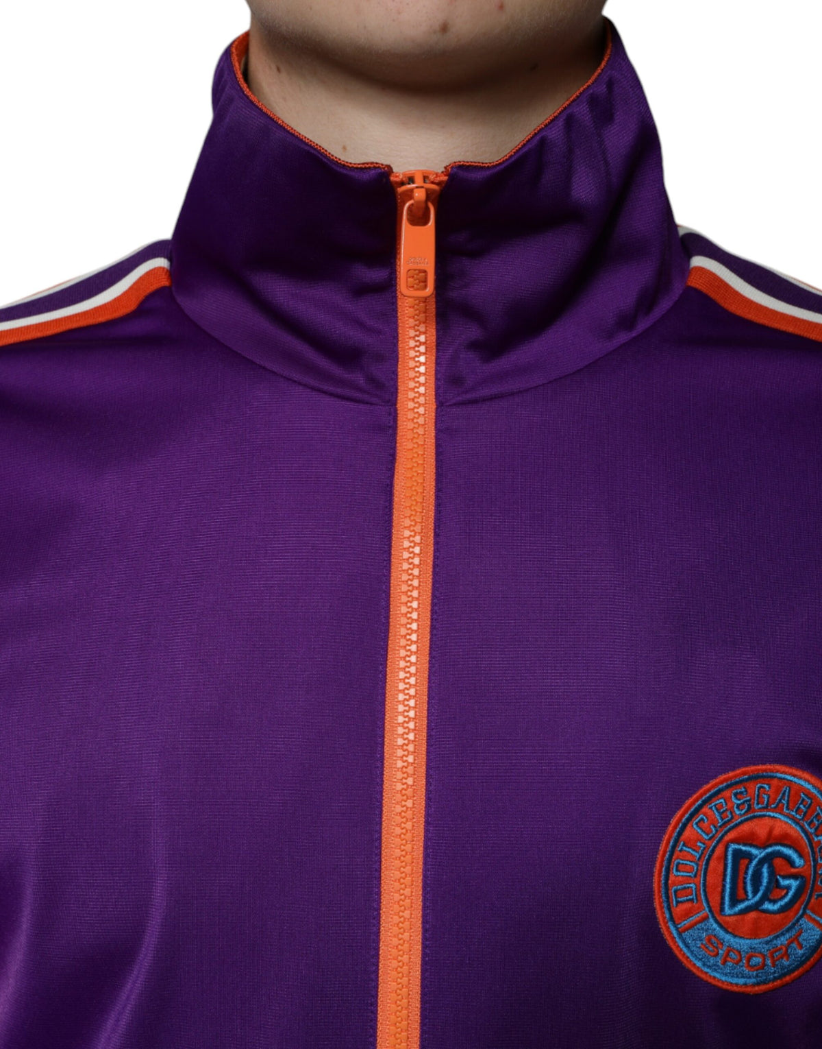 Dolce & Gabbana Purple Polyester Full Zip Long Sleeve Men's Sweater