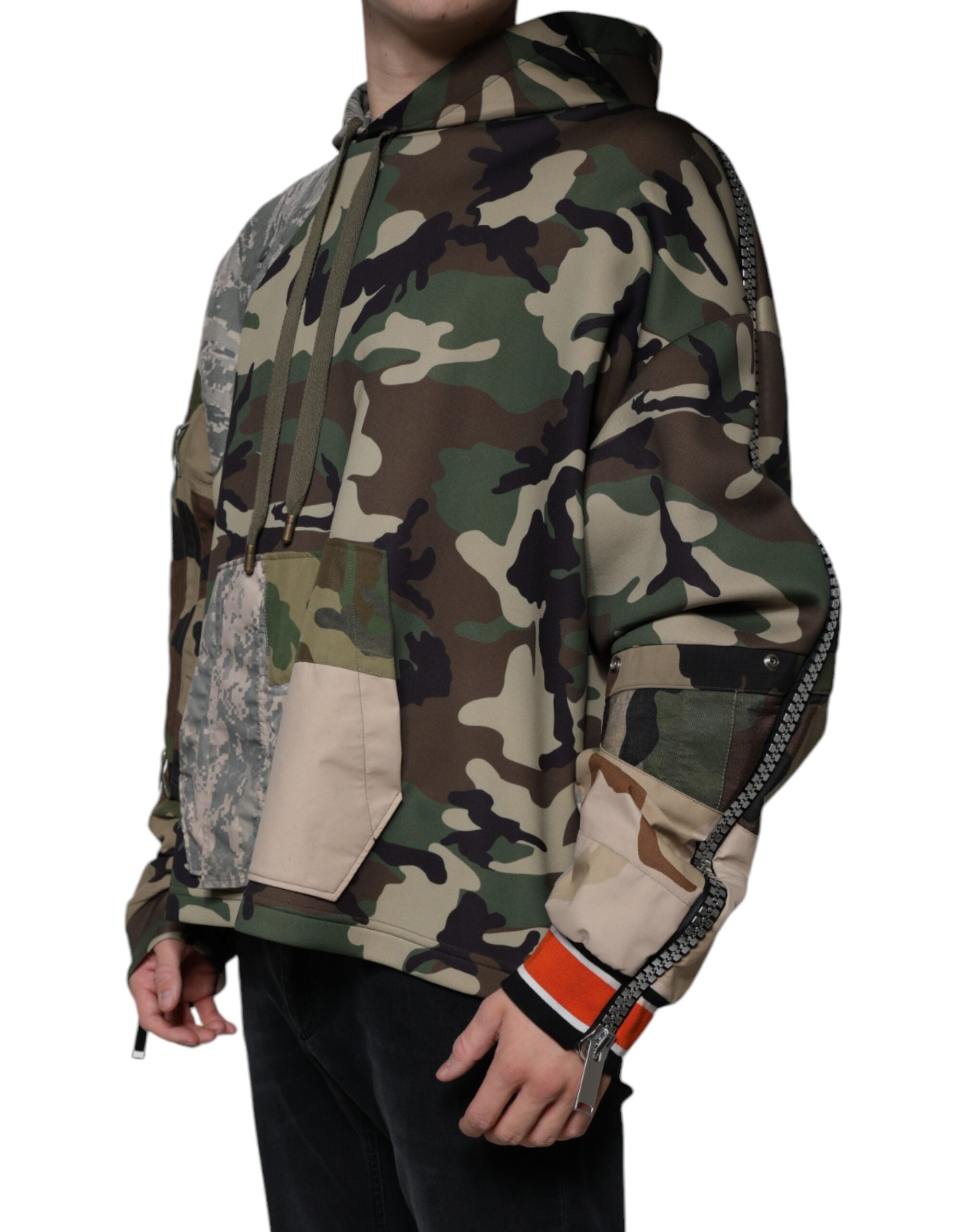 Dolce & Gabbana Multicolor Camouflage Hooded Sweatshirt Men's Sweater