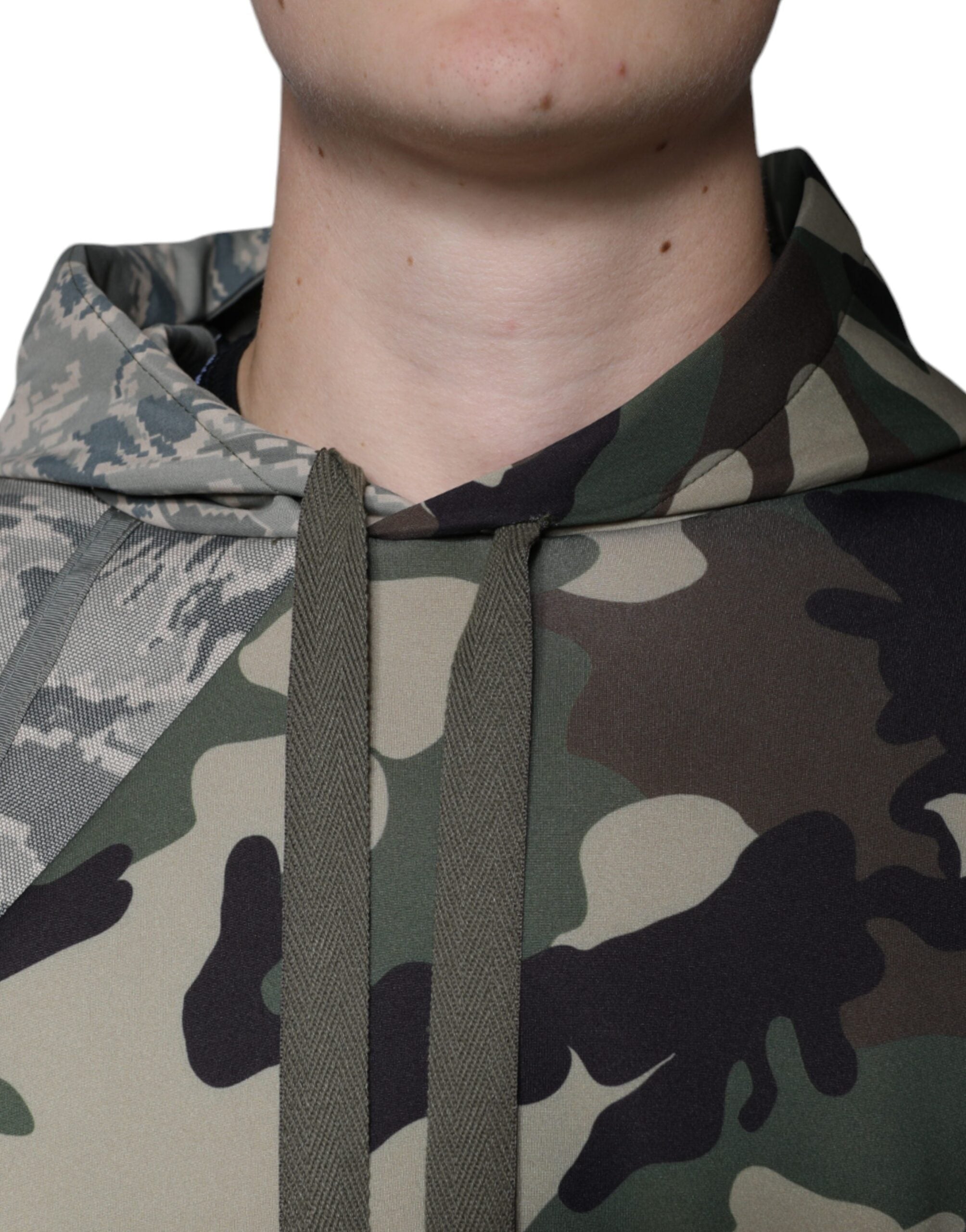 Dolce & Gabbana Multicolor Camouflage Hooded Sweatshirt Men's Sweater