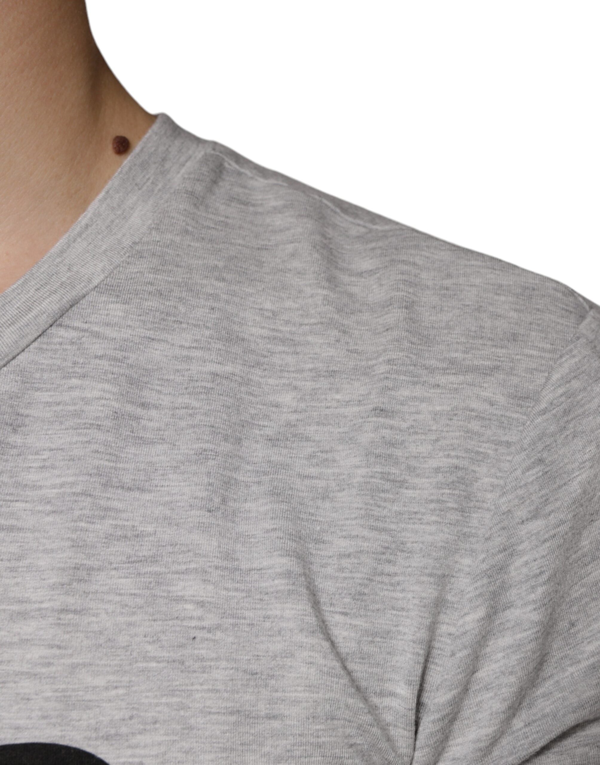 Dolce & Gabbana Gray Logo Print Crewneck Short Sleeve Men's T-shirt