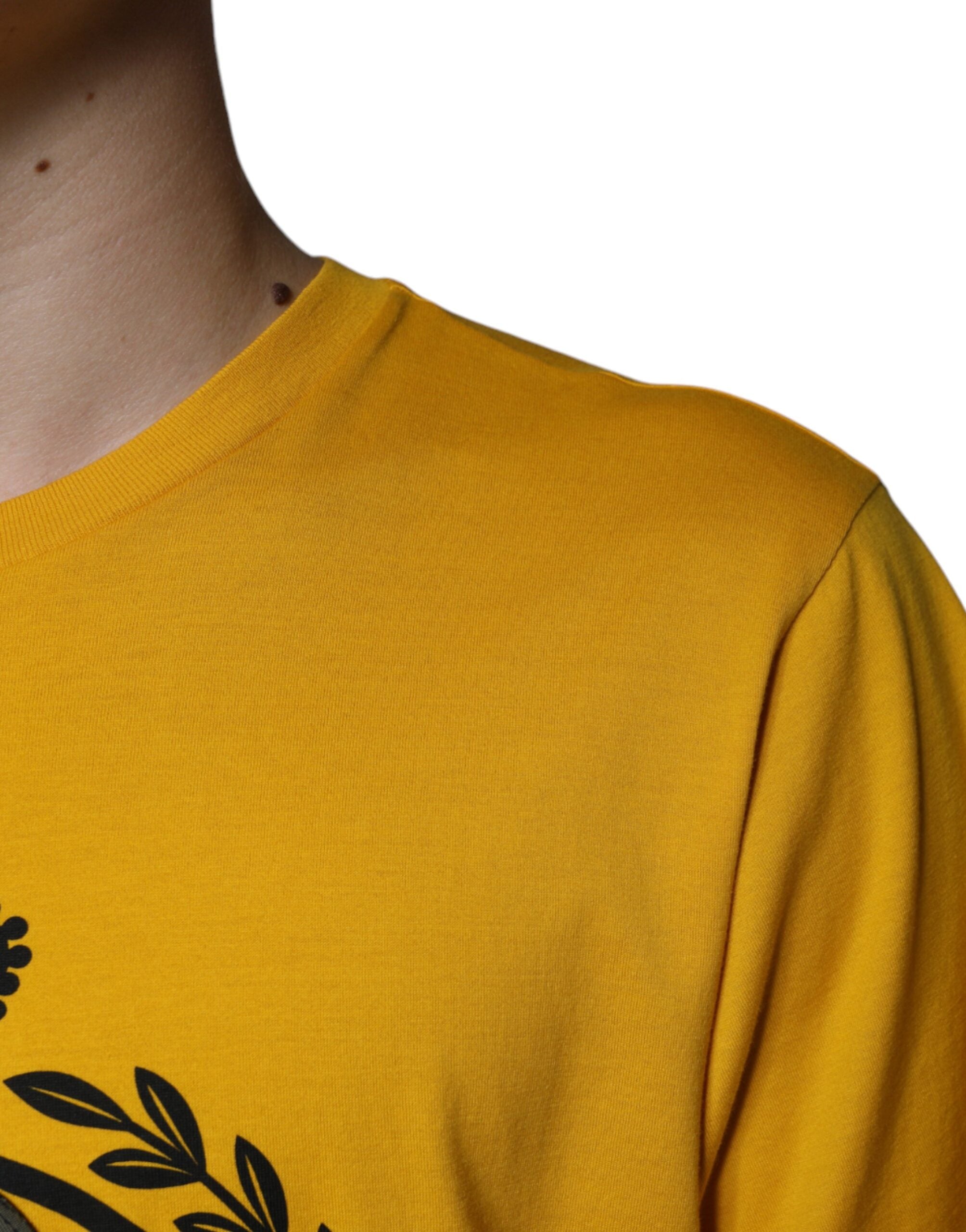 Dolce & Gabbana White Yellow Logo Print Short Sleeve Men's T-shirt