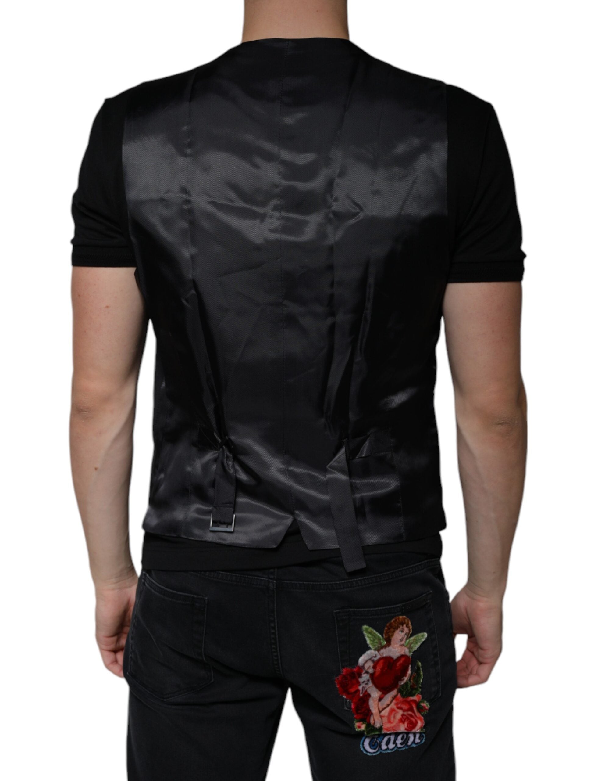 Dolce & Gabbana Black Wool Waistcoat Dress Formal Men's Vest (Pre-Owned)