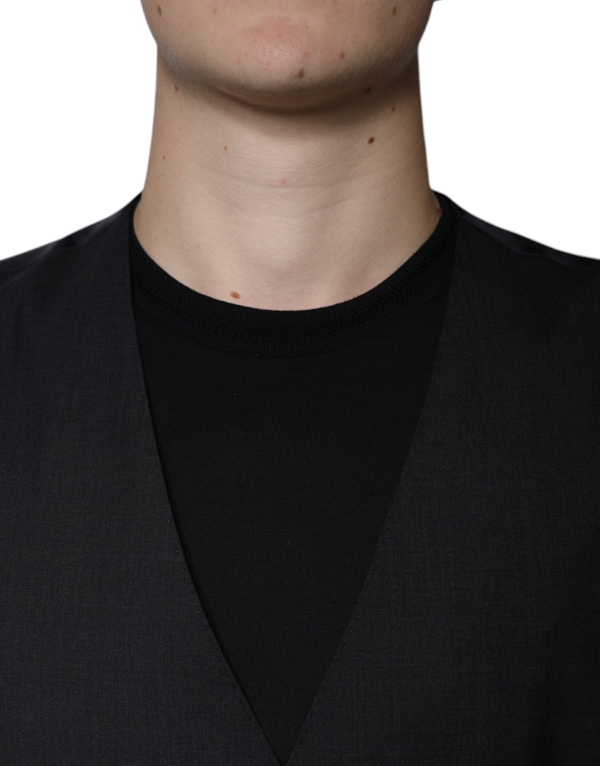 Dolce & Gabbana Black Wool Waistcoat Dress Formal Men's Vest (Pre-Owned)