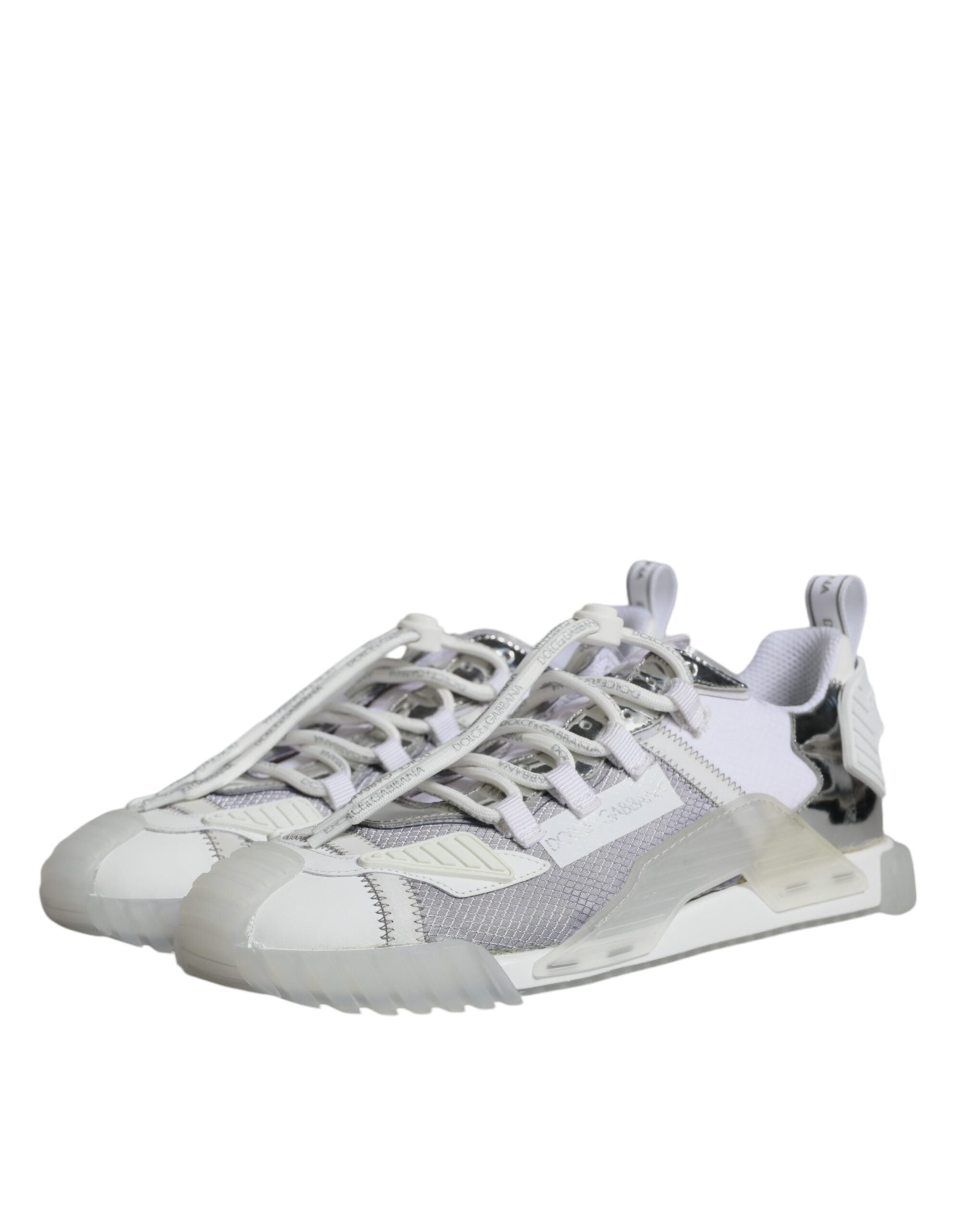 Dolce & Gabbana White Silver Low Top NS1 Sneakers Men's Shoes