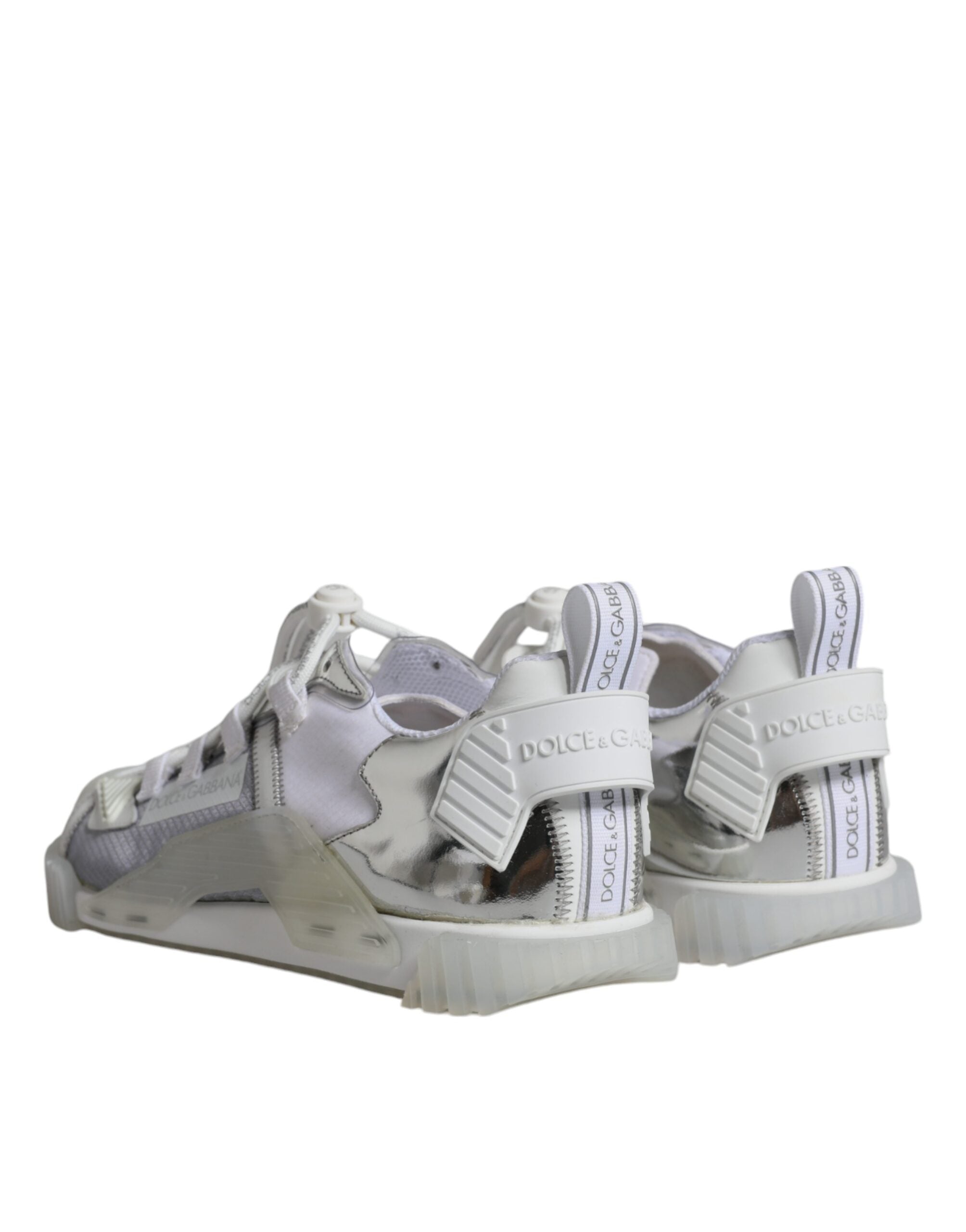 Dolce & Gabbana White Silver Low Top NS1 Sneakers Men's Shoes