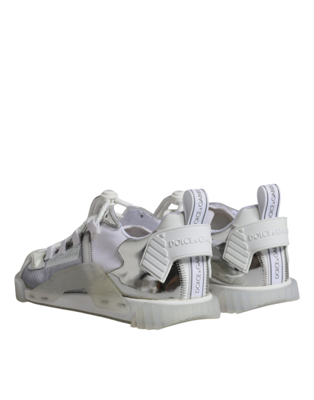 Dolce & Gabbana White Silver Low Top NS1 Sneakers Men's Shoes