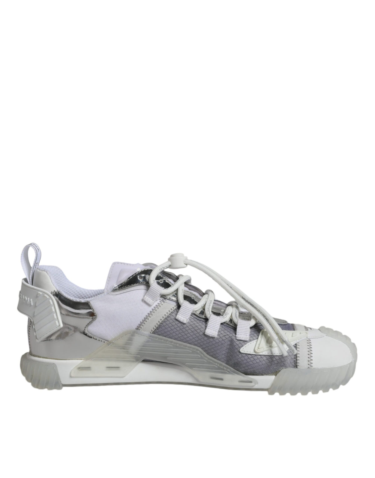 Dolce & Gabbana White Silver Low Top NS1 Sneakers Men's Shoes