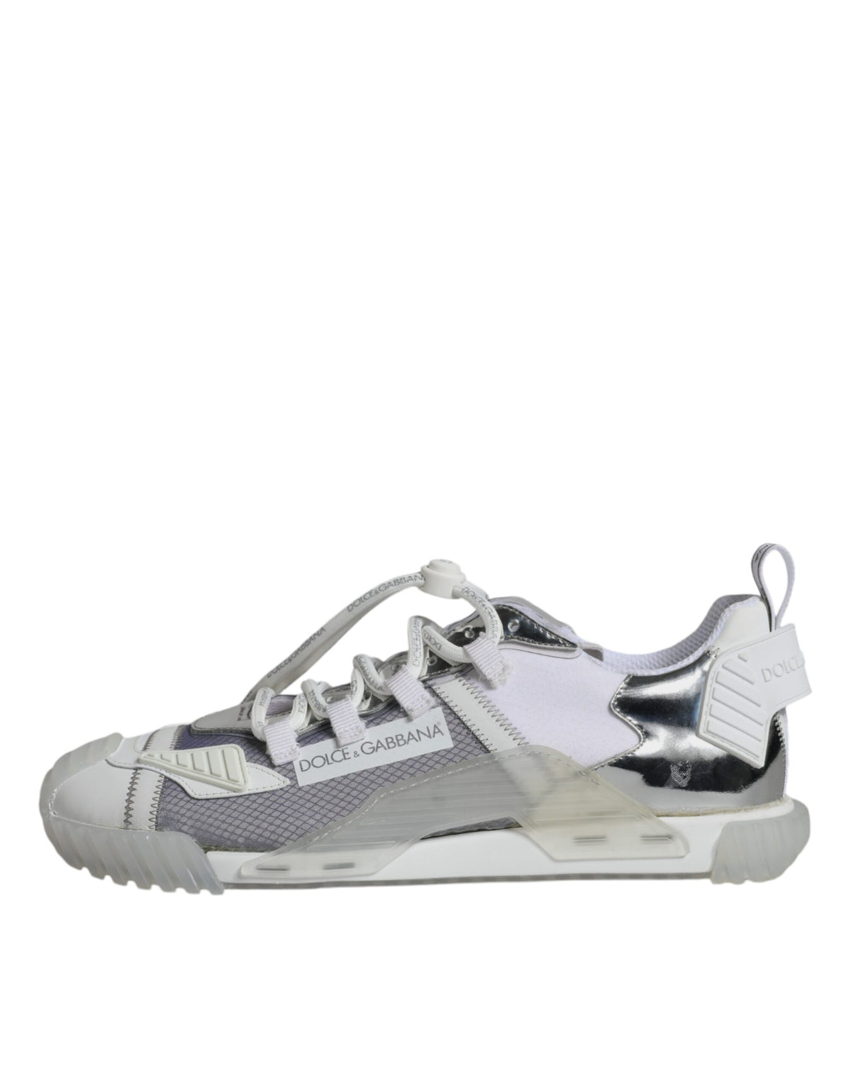 Dolce & Gabbana White Silver Low Top NS1 Sneakers Men's Shoes