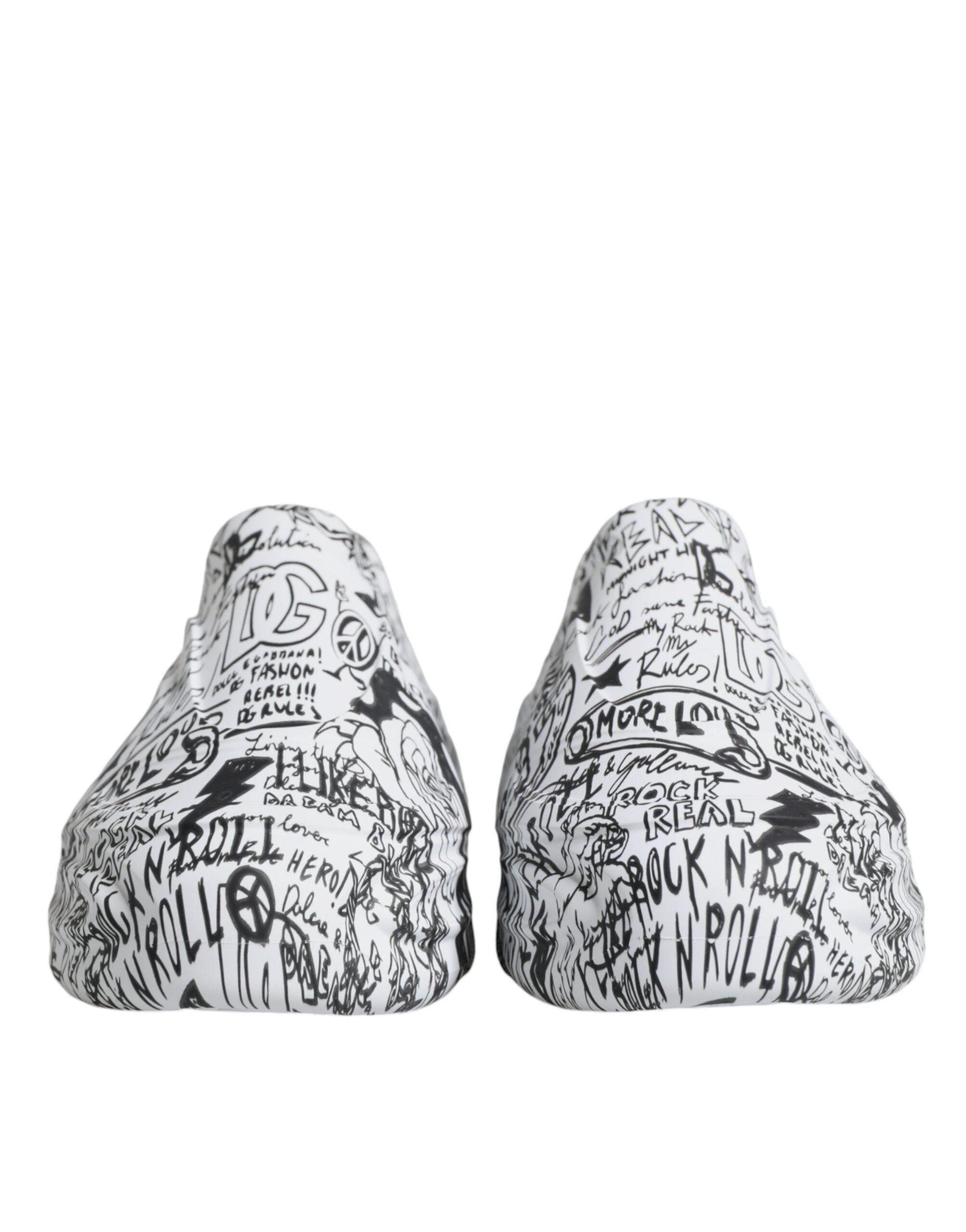 Dolce & Gabbana White Black Graffiti Daymaster Sneakers Men's Shoes