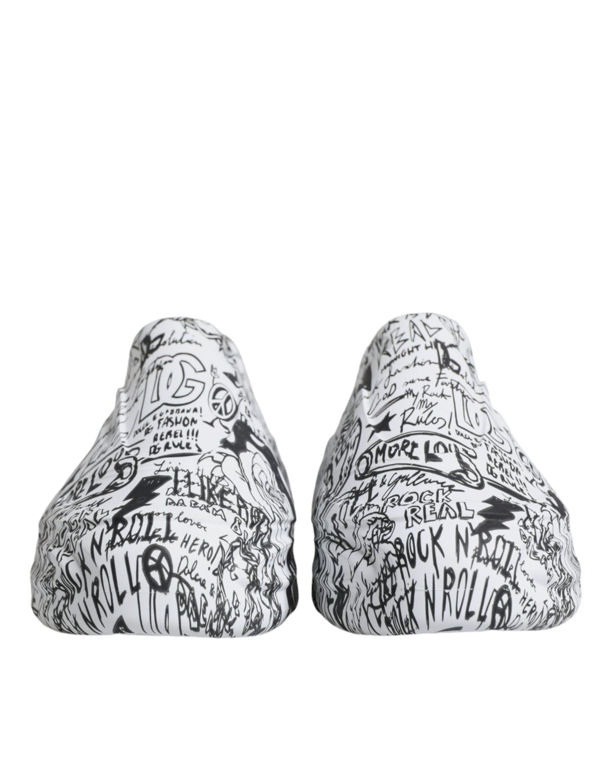 Dolce & Gabbana White Black Graffiti Daymaster Sneakers Men's Shoes