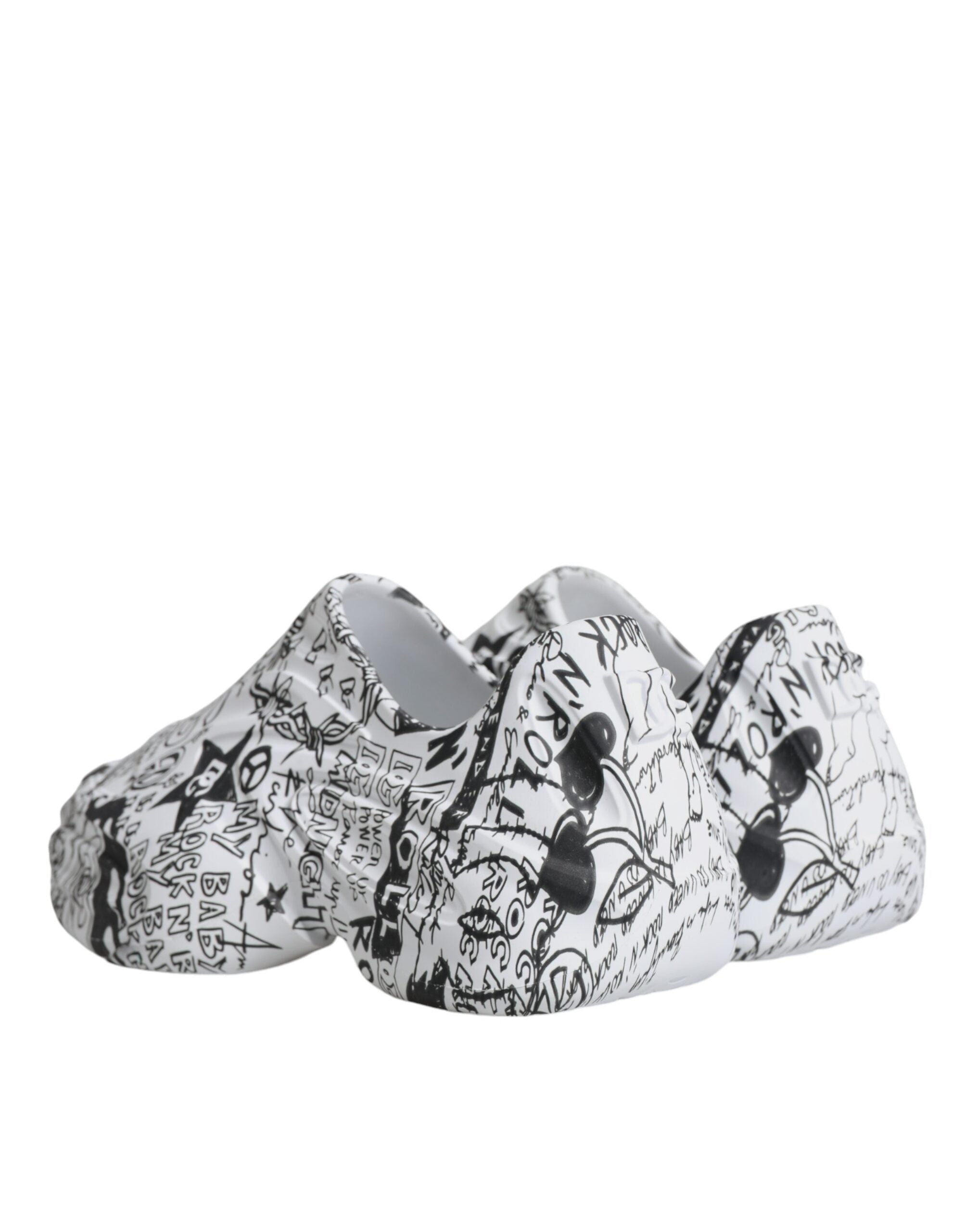 Dolce & Gabbana White Black Graffiti Daymaster Sneakers Men's Shoes