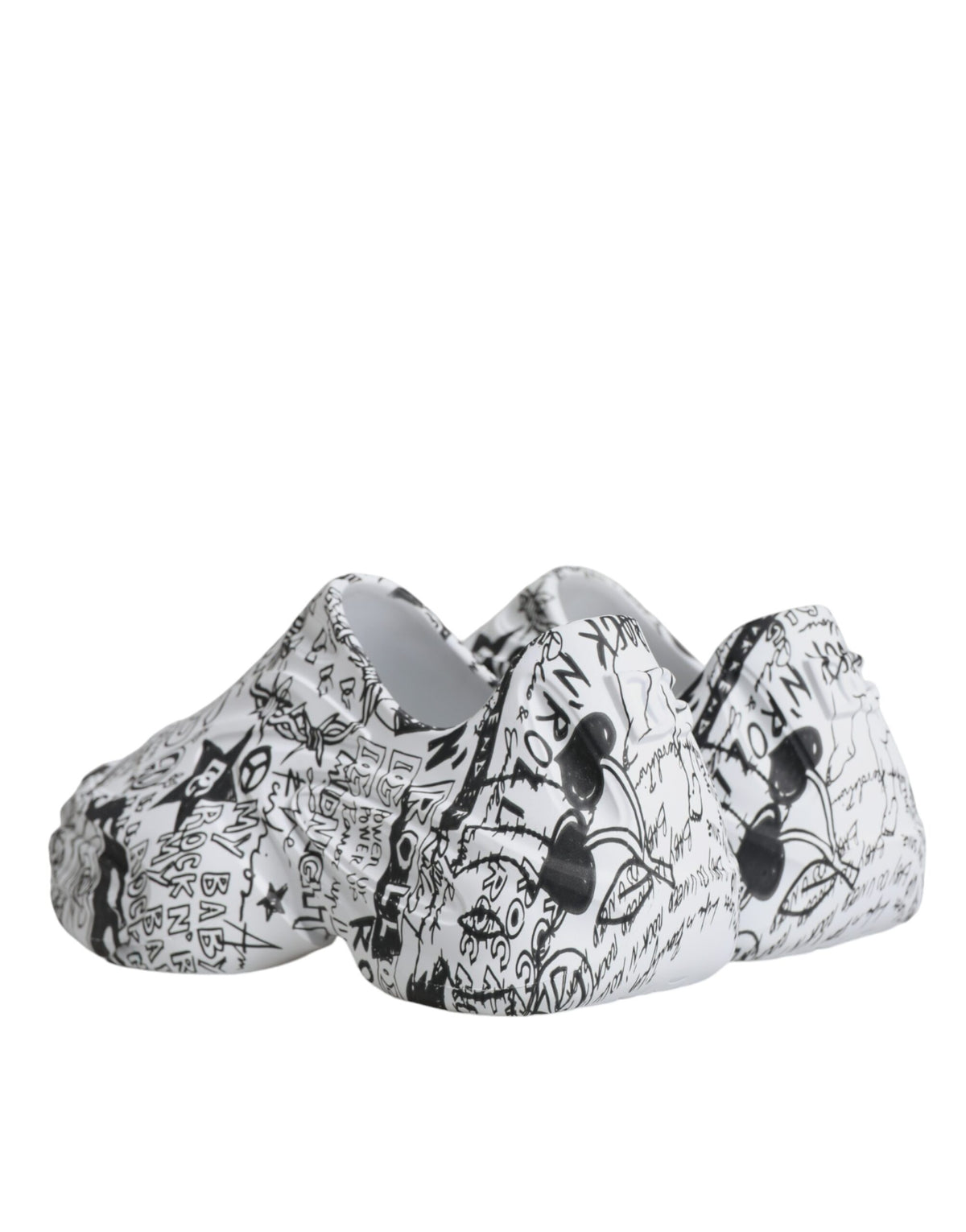 Dolce & Gabbana White Black Graffiti Daymaster Sneakers Men's Shoes
